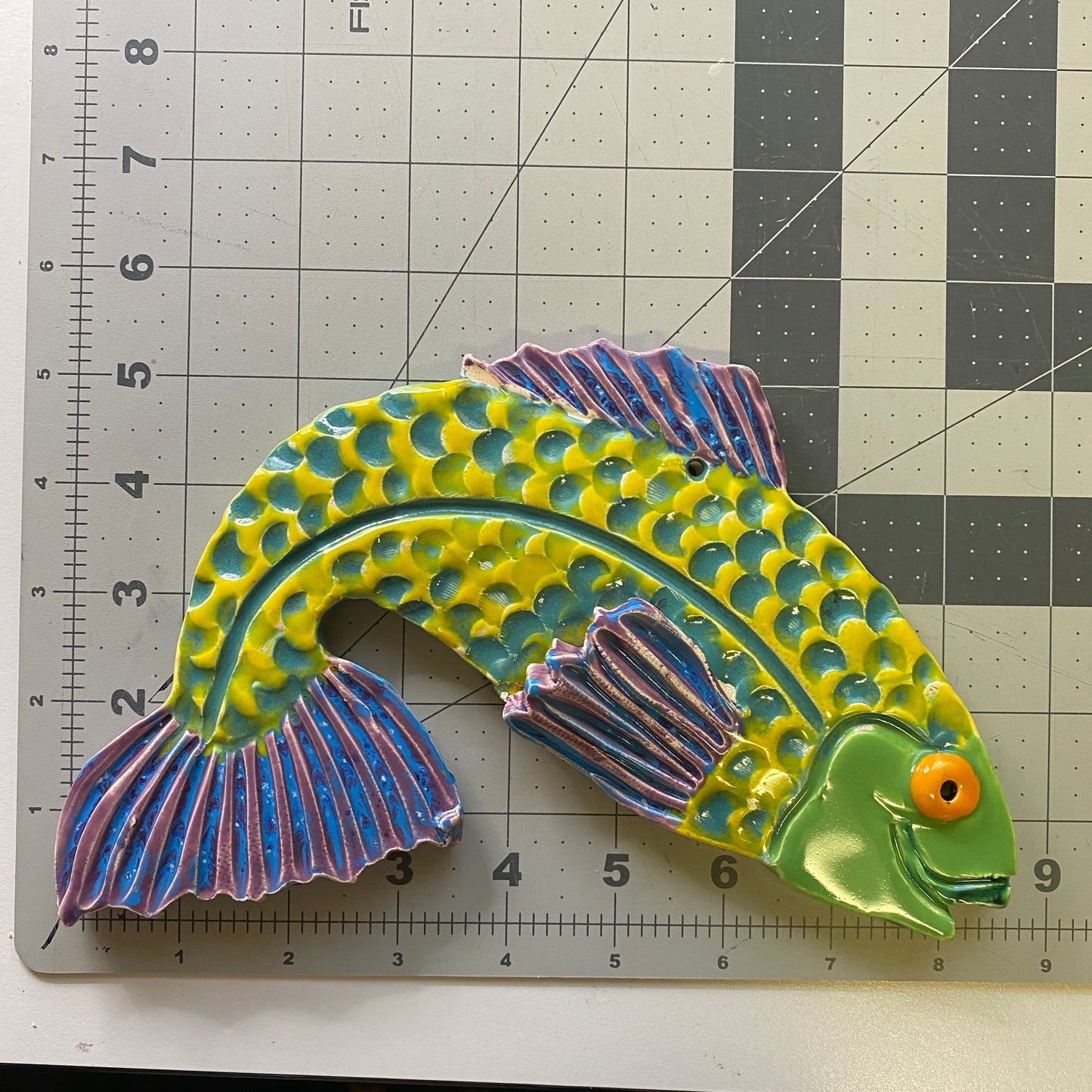 Ceramic Arts Handmade Clay Crafts Fresh Fish Glazed 8.5-inch by 5.5-inch made by Lisa Uptain