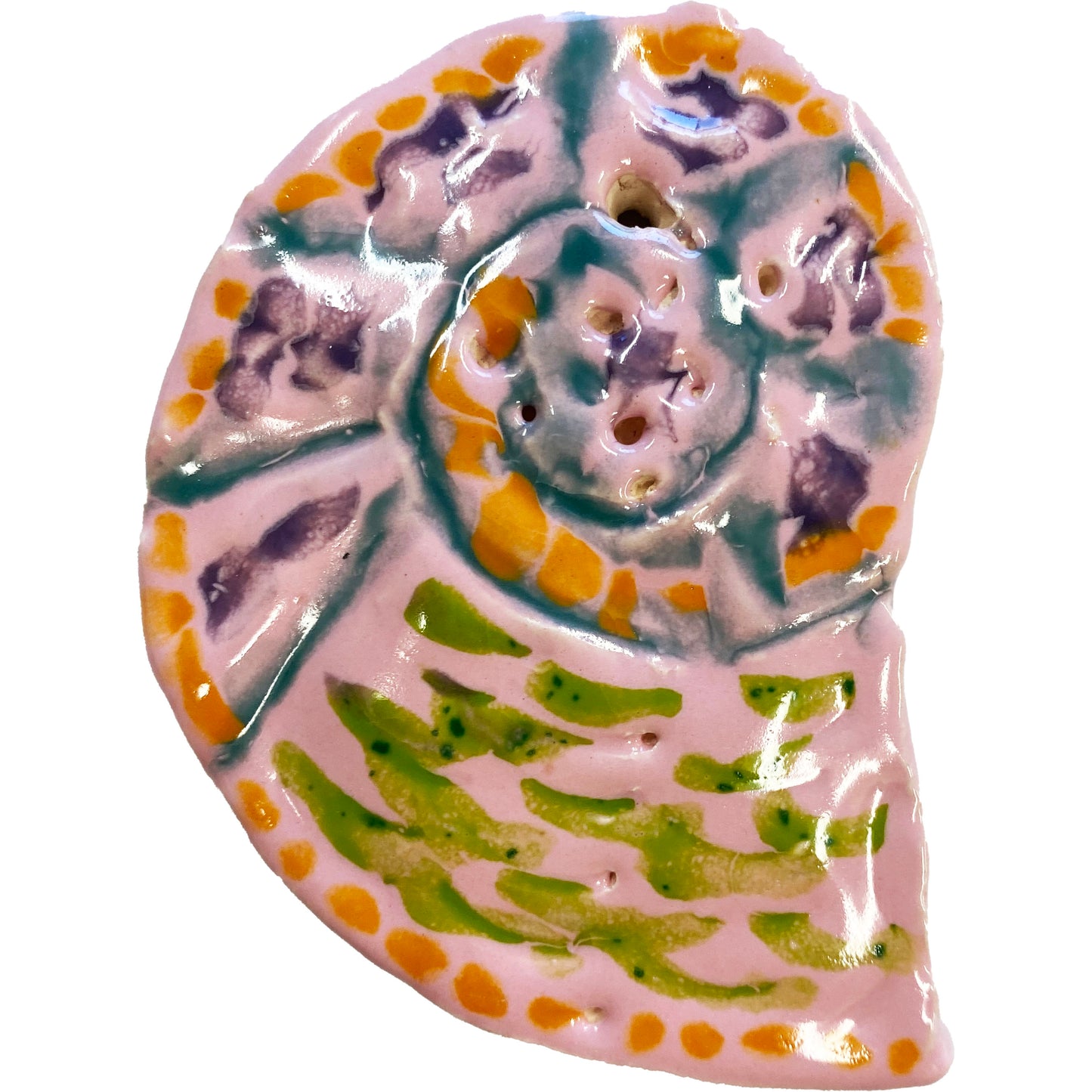 Ceramic Arts Handmade Clay Crafts Fresh Fish Glazed Shell 3.5-inch x 3-inch made by Tami Mills