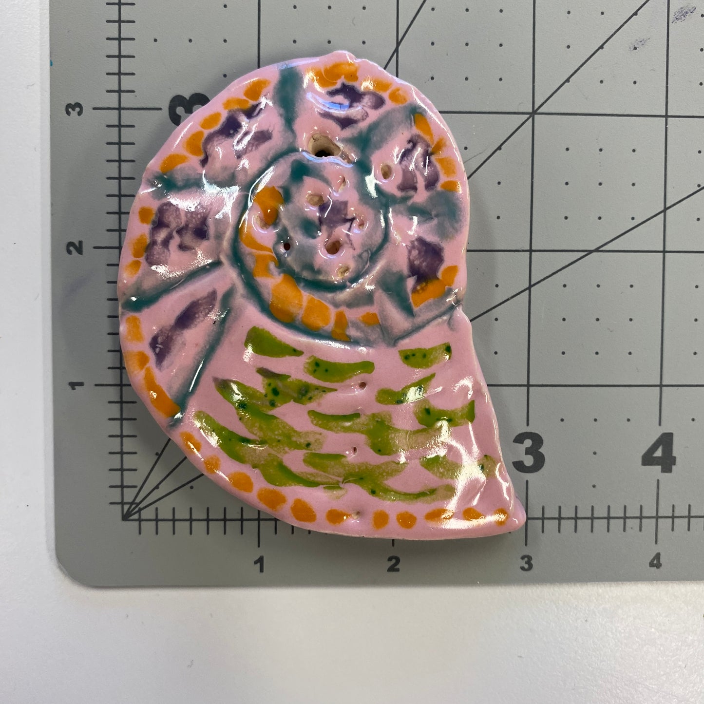 Ceramic Arts Handmade Clay Crafts Fresh Fish Glazed Shell 3.5-inch x 3-inch made by Tami Mills