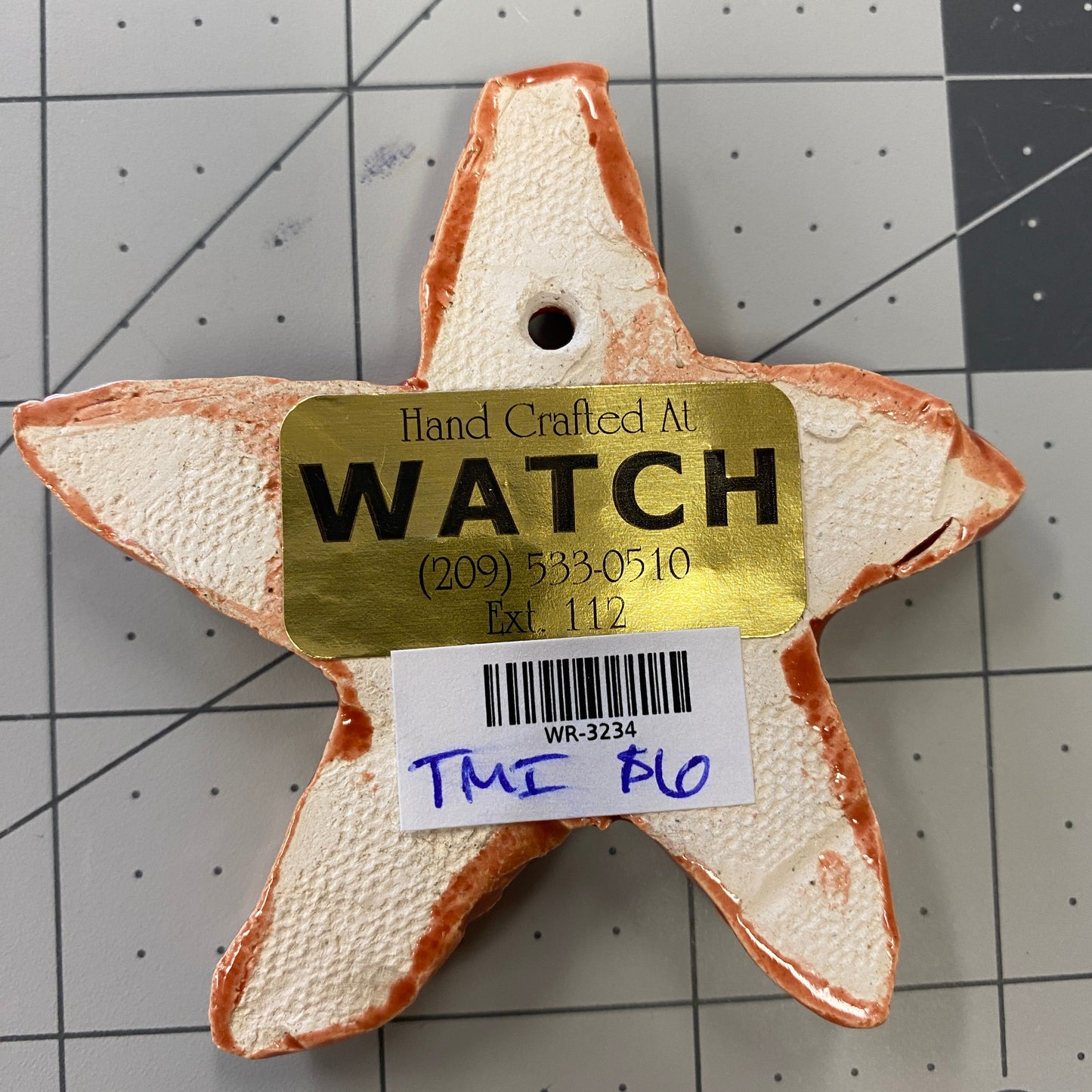 Ceramic Arts Handmade Clay Crafts Fresh Fish Glazed Starfish 3-inch x 3-inch made by Tami Mills