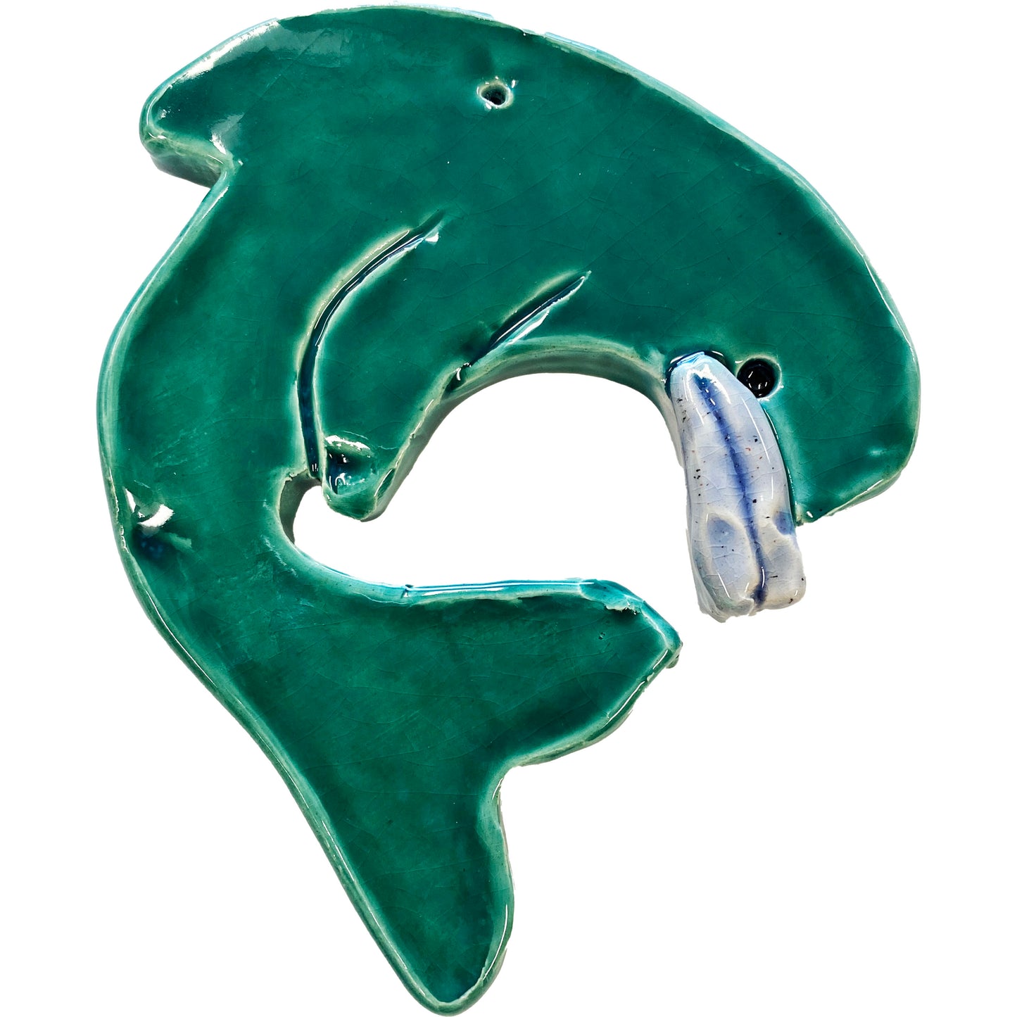 Ceramic Arts Handmade Clay Crafts Fresh Fish Glazed Whale 5.5-inch x 5-inch made by Larry Mansfield