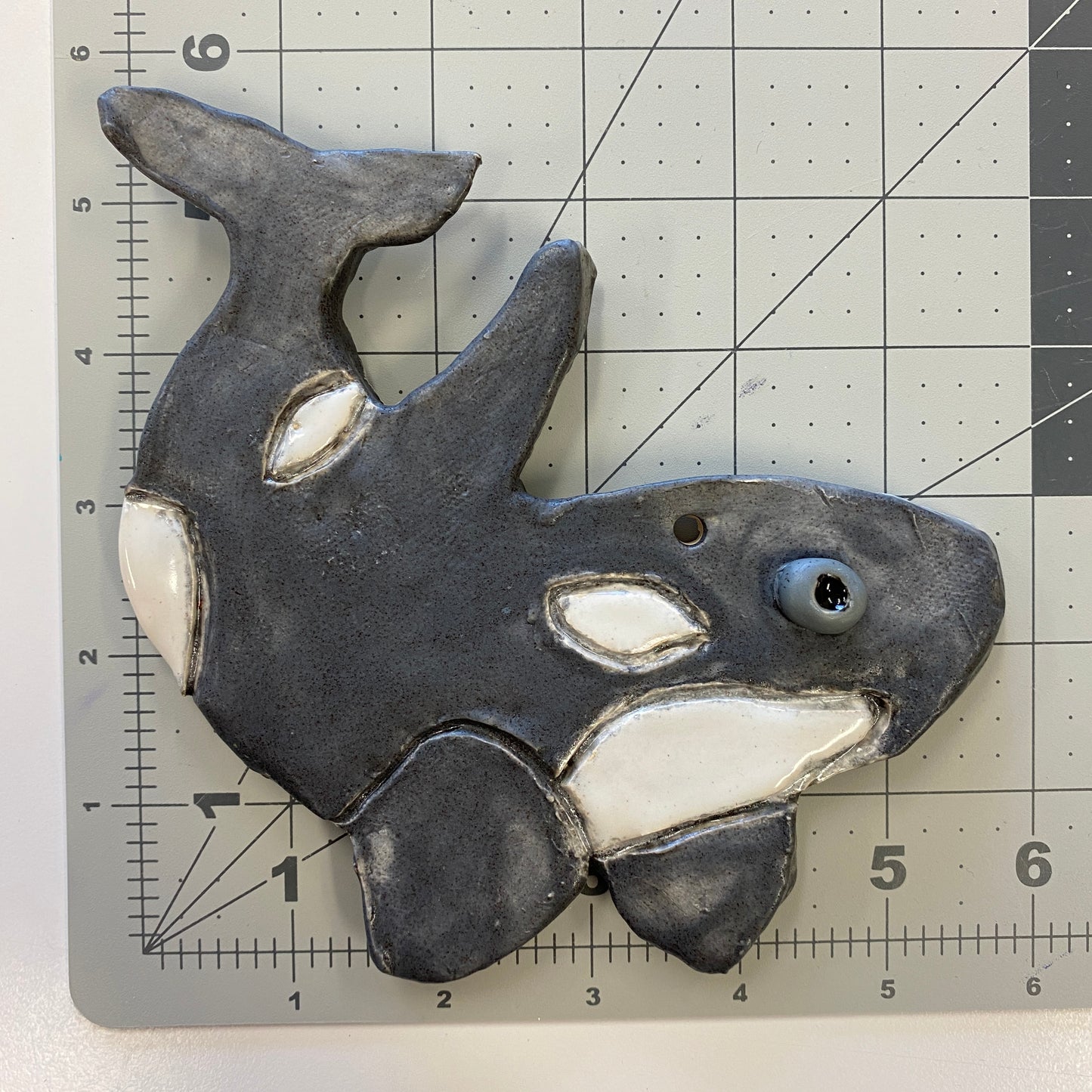 Ceramic Arts Handmade Clay Crafts Fresh Fish Glazed Whale 6-inch x 6-inch made by David Sullivan