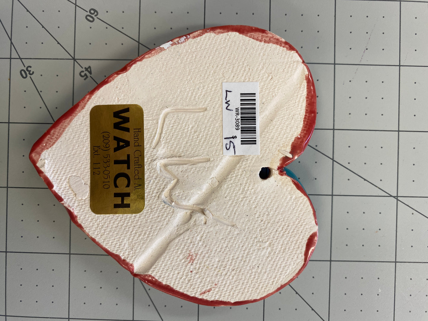 WATCH Resources Art Guild - Ceramic Arts Handmade Clay Crafts Glazed 4-inch x 4-inch Best Friends Forever Heart made by Lisa Uptain