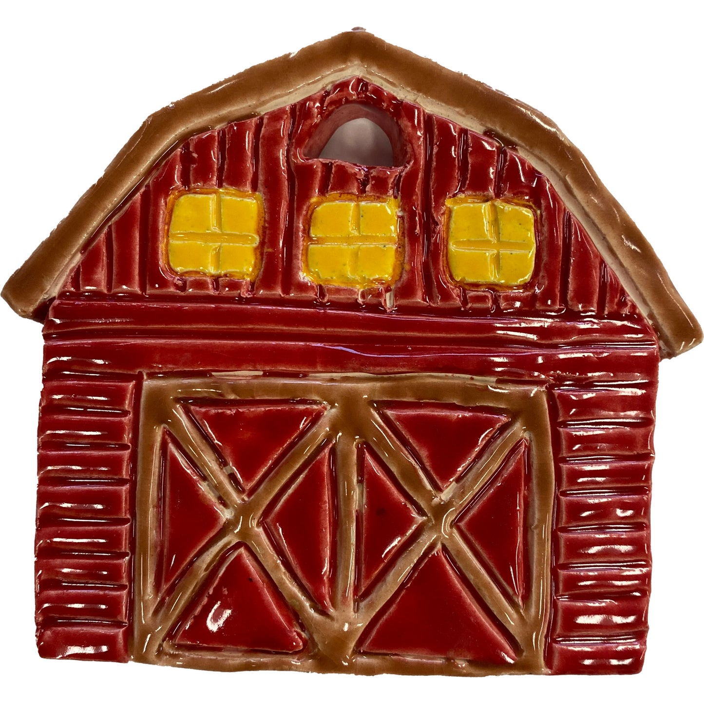 Ceramic Arts Handmade Clay Crafts Glazed 5-inch x 4.5-inch Barn made by Lisa Uptain