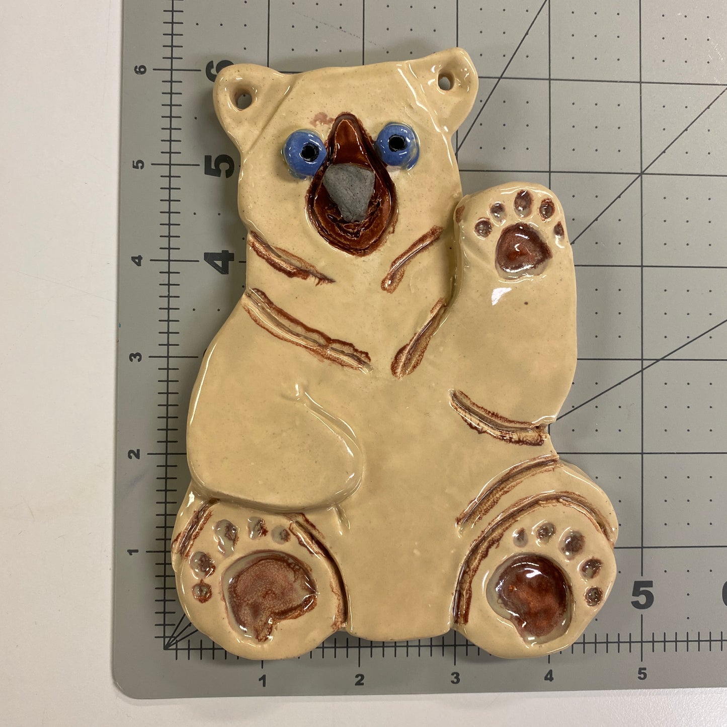 WATCH Resources Art Guild - Ceramic Arts Handmade Clay Crafts Glazed 6.5-inch x 5-inch Bear made by Lisa Uptain