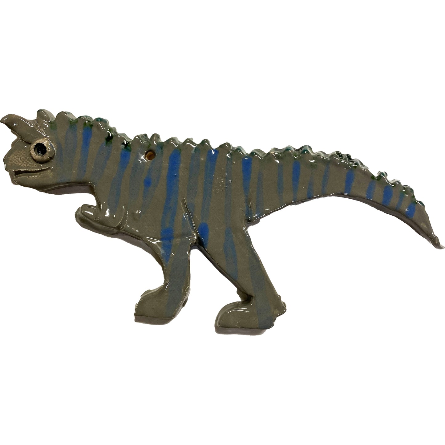 Ceramic Arts Handmade Clay Crafts Glazed 8-inch x 3.5-inch Dinosaur made by Lisa Uptain