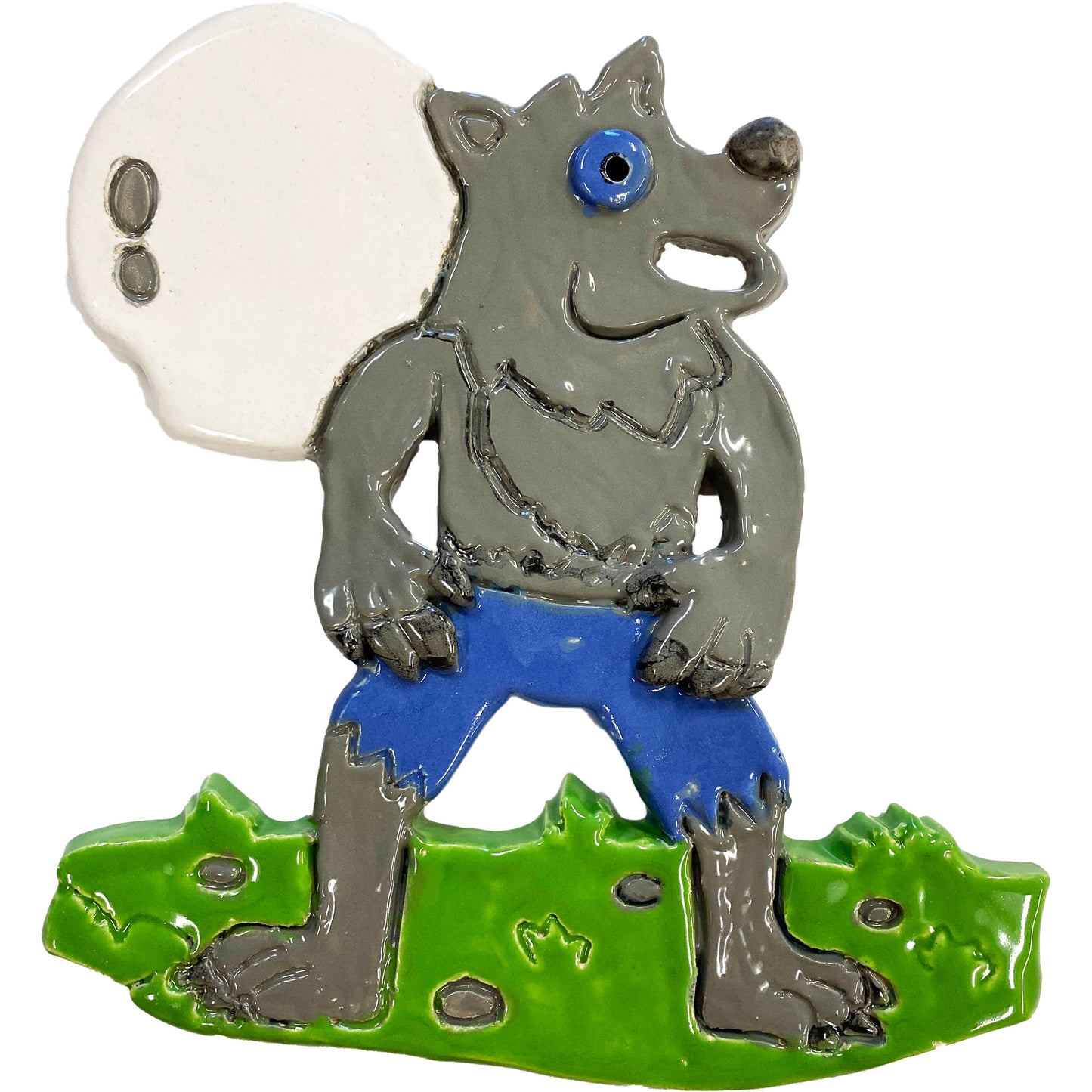Ceramic Arts Handmade Clay Crafts Glazed 8-inch x 6-inch Wolf made by Lisa Uptain