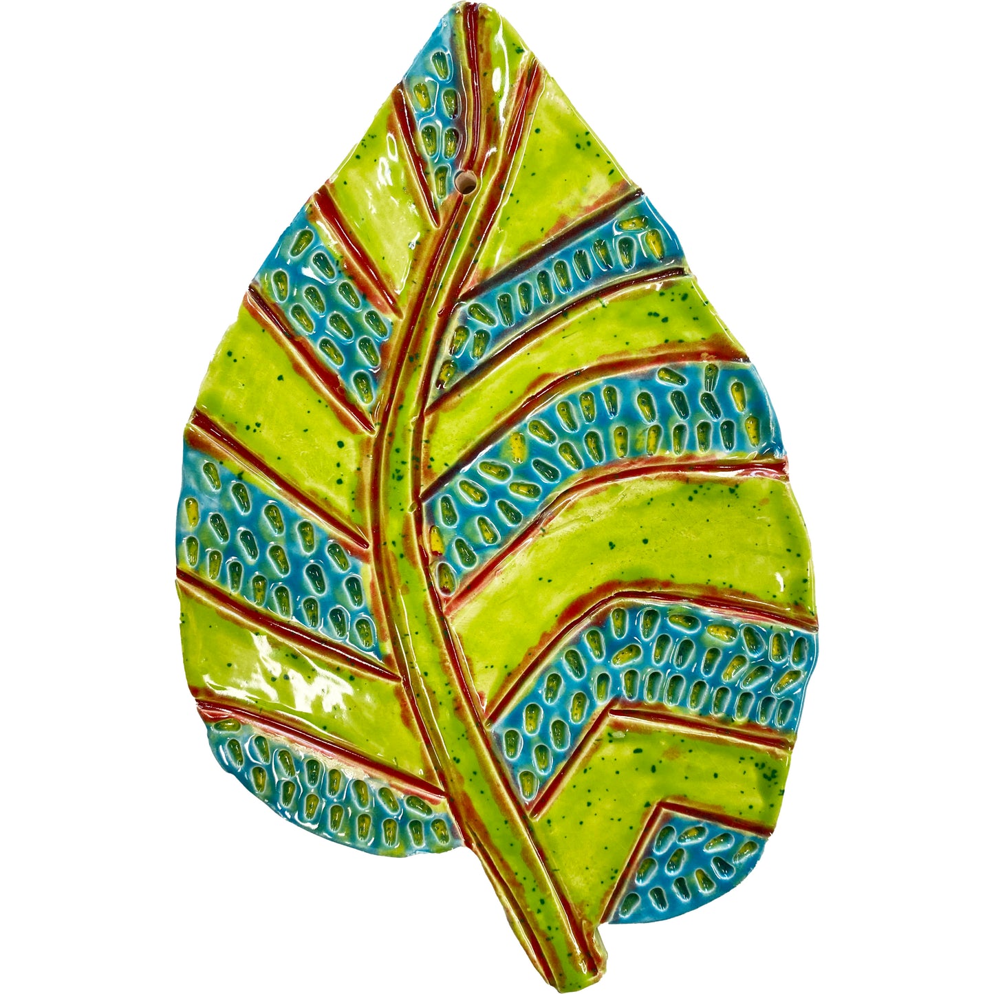 Ceramic Arts Handmade Clay Crafts Glazed 9-inch x 5.5-inch Leaf made by Cassandra Richardson