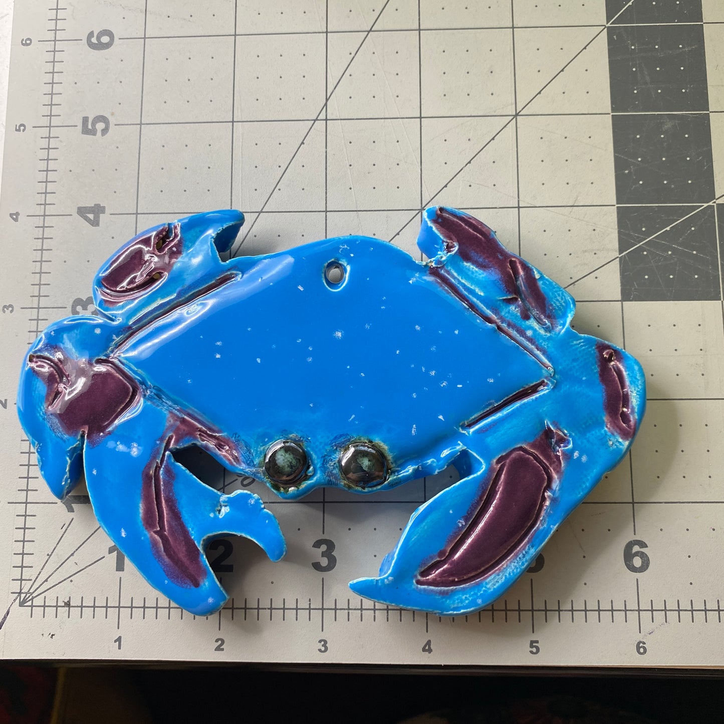 Ceramic Arts Handmade Clay Crafts Glazed Crab 6.5-inch by 4.5-inch made by Larry Mansfield