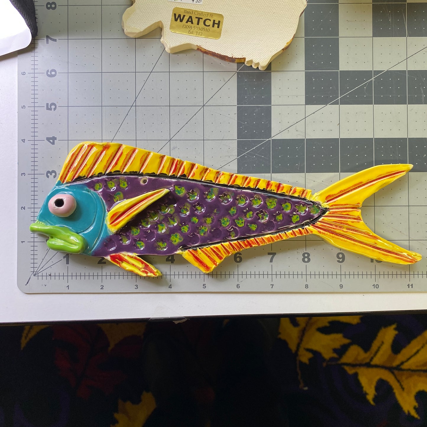 Ceramic Arts Handmade Clay Crafts Glazed Fish 11-inch by 4-inch made by Eric Stacy and Breanne Wright 4065