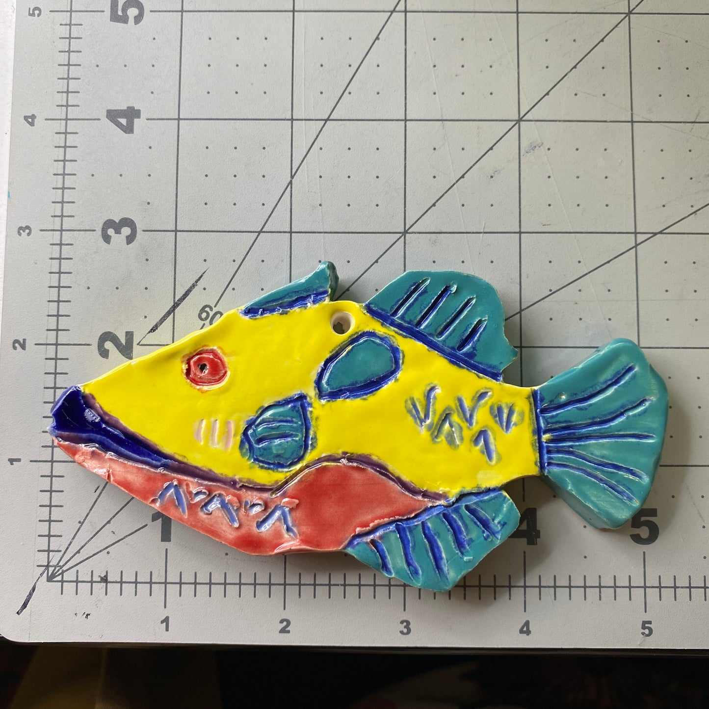 Ceramic Arts Handmade Clay Crafts Glazed Fish 5.5-inch by 3-inch made by Marshall Earls