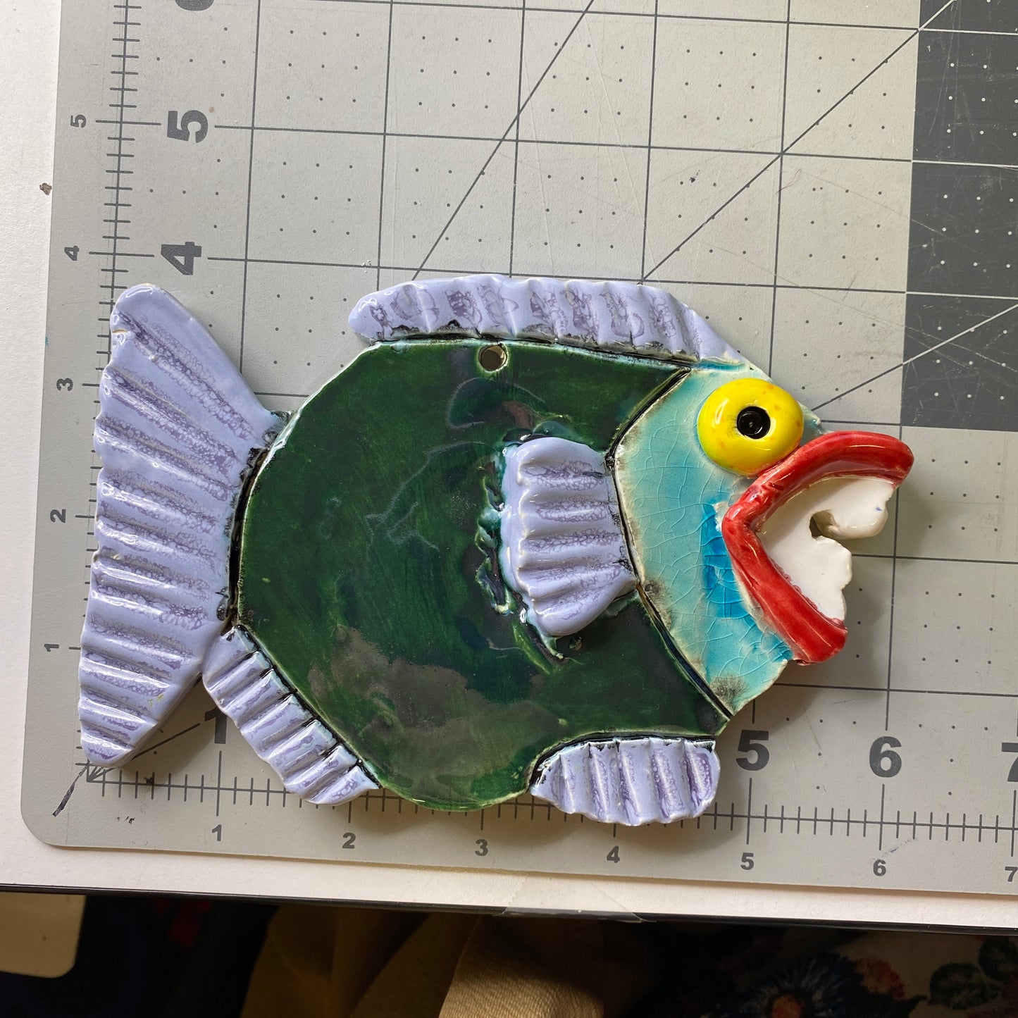Ceramic Arts Handmade Clay Crafts Glazed Fish 6-inch by 4-inch made by Eric Stacy 4016