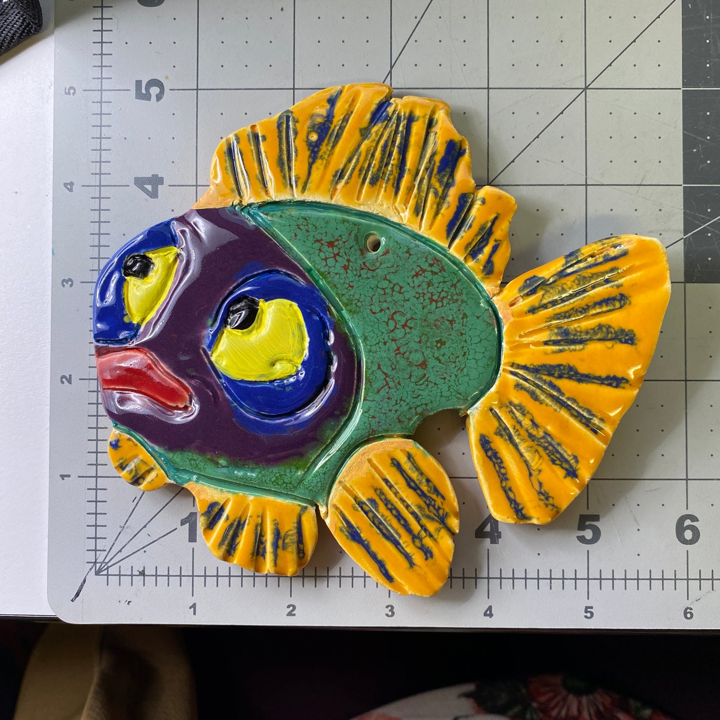Ceramic Arts Handmade Clay Crafts Glazed Fish 6-inch by 5-inch made by Ben Levine