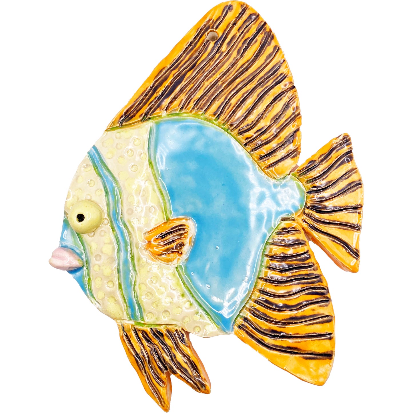 Ceramic Arts Handmade Clay Crafts Glazed Fish 7-inch by 5.5-inch made by Anonymous