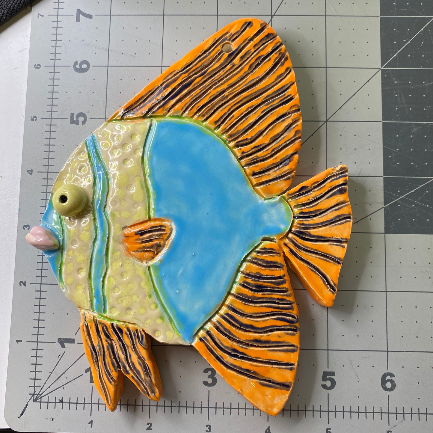 Ceramic Arts Handmade Clay Crafts Glazed Fish 7-inch by 5.5-inch made by Anonymous