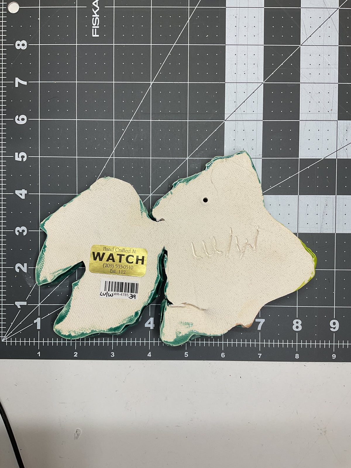 Ceramic Arts Handmade Clay Crafts Glazed Fish 7.5-inch by 5-inch made by Lisa Uptain and WATCH 4785