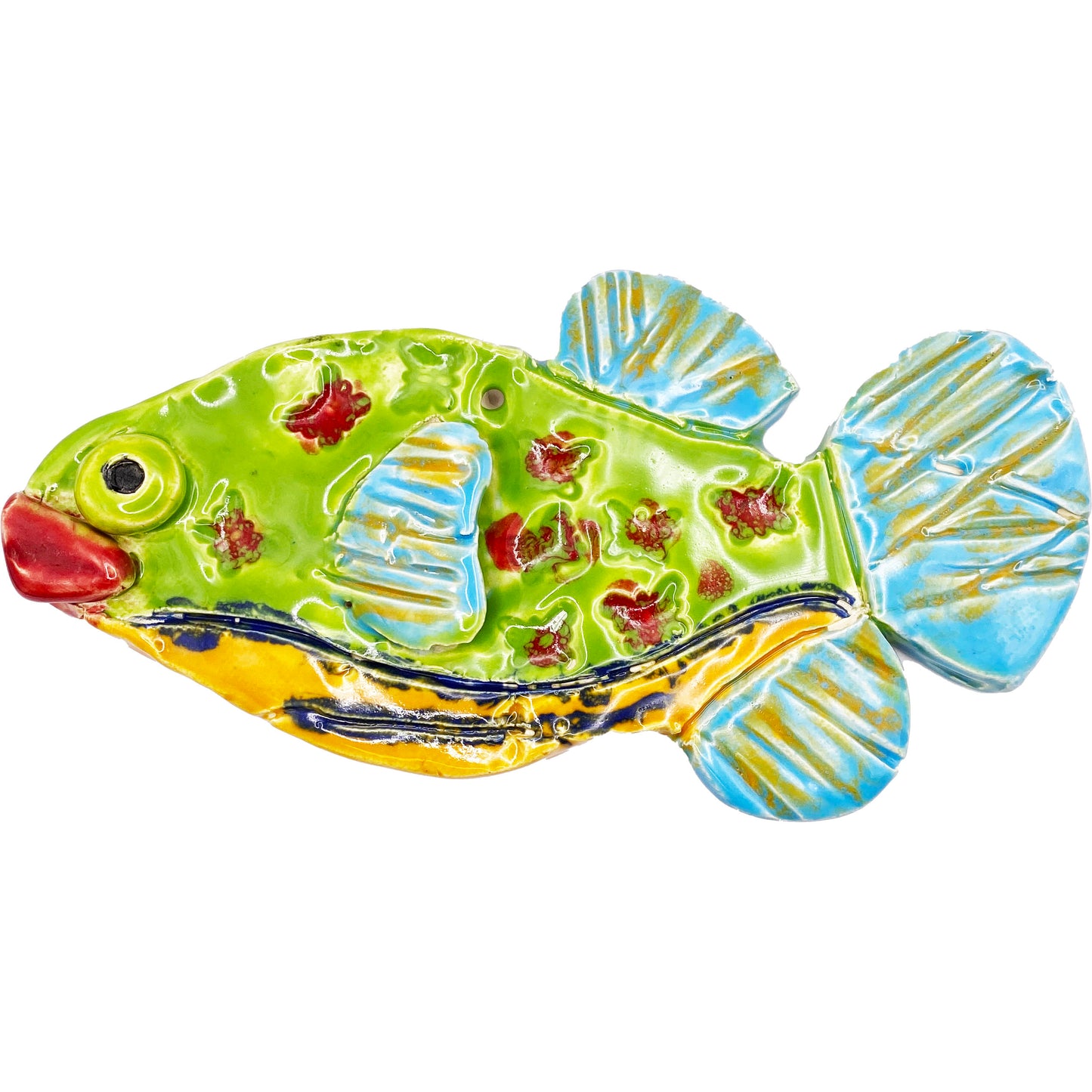 Ceramic Arts Handmade Clay Crafts Glazed Fish 8-inch by 4-inch made by Ben Levine