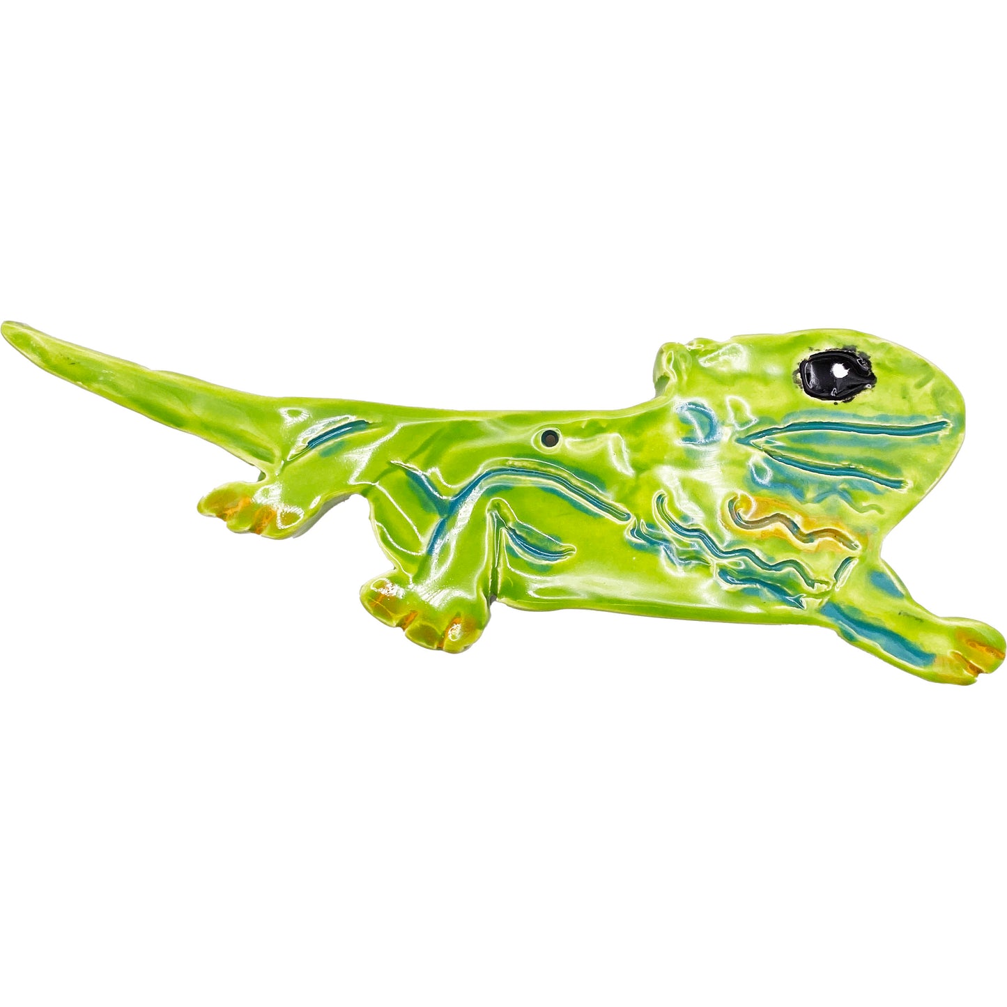 Ceramic Arts Handmade Clay Crafts Glazed Lizard 8-inch by 3-inch made by Larry Mansfield