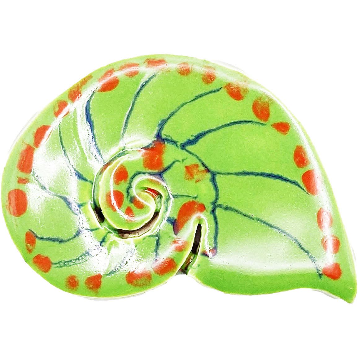 Ceramic Arts Handmade Clay Crafts Glazed Shell 4-inch by 2.5-inch made by Angelina Vida White and Brian Bass 4051