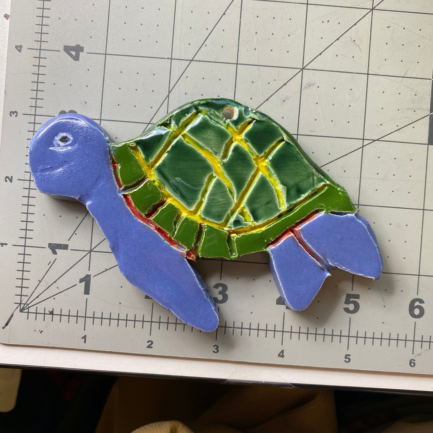Ceramic Arts Handmade Clay Crafts Glazed Turtle 5.5-inch by 3.5-inch made by Marshall Earls 4029
