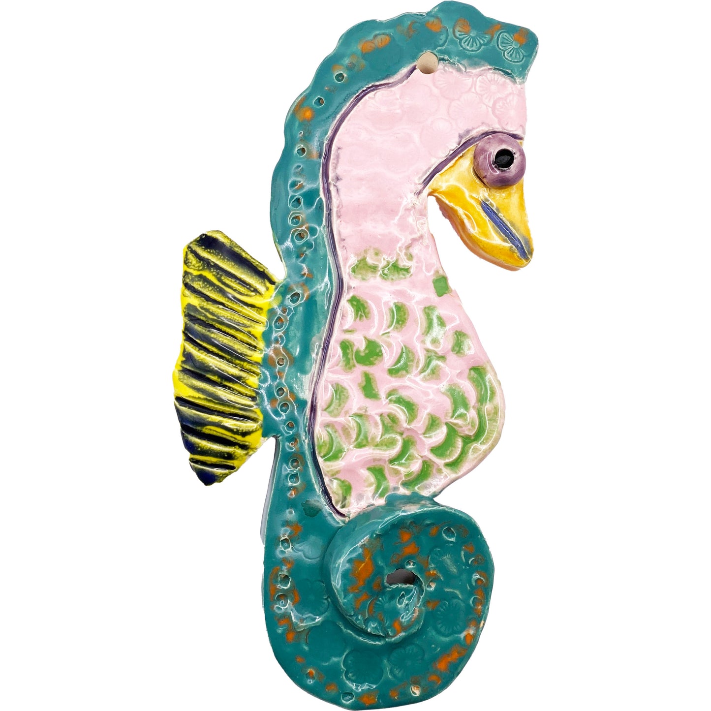 Ceramic Arts Handmade Clay Crafts Seahorse Glazed 7.5-inch by 3.5-inch made by Brandi Casner