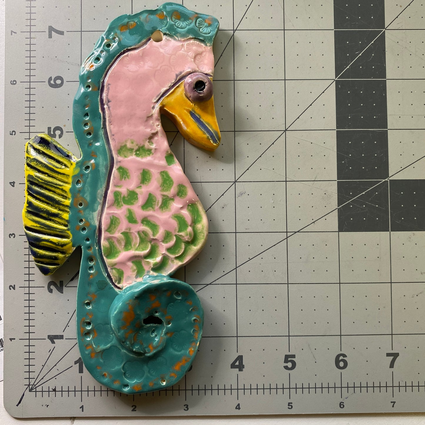 Ceramic Arts Handmade Clay Crafts Seahorse Glazed 7.5-inch by 3.5-inch made by Brandi Casner