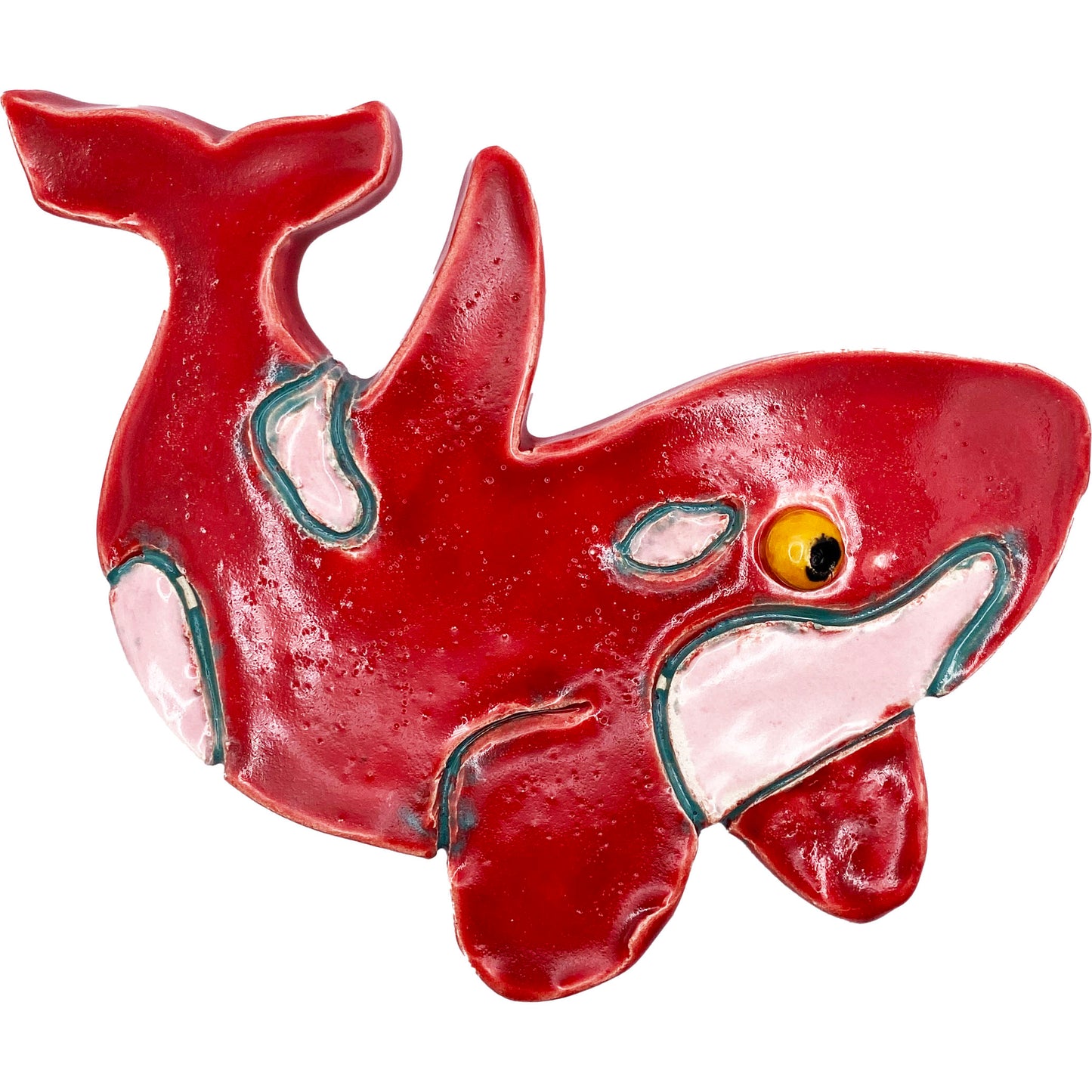 Ceramic Arts Handmade Clay Crafts Whale Glazed 6-inch by 6-inch made by Terri Smith