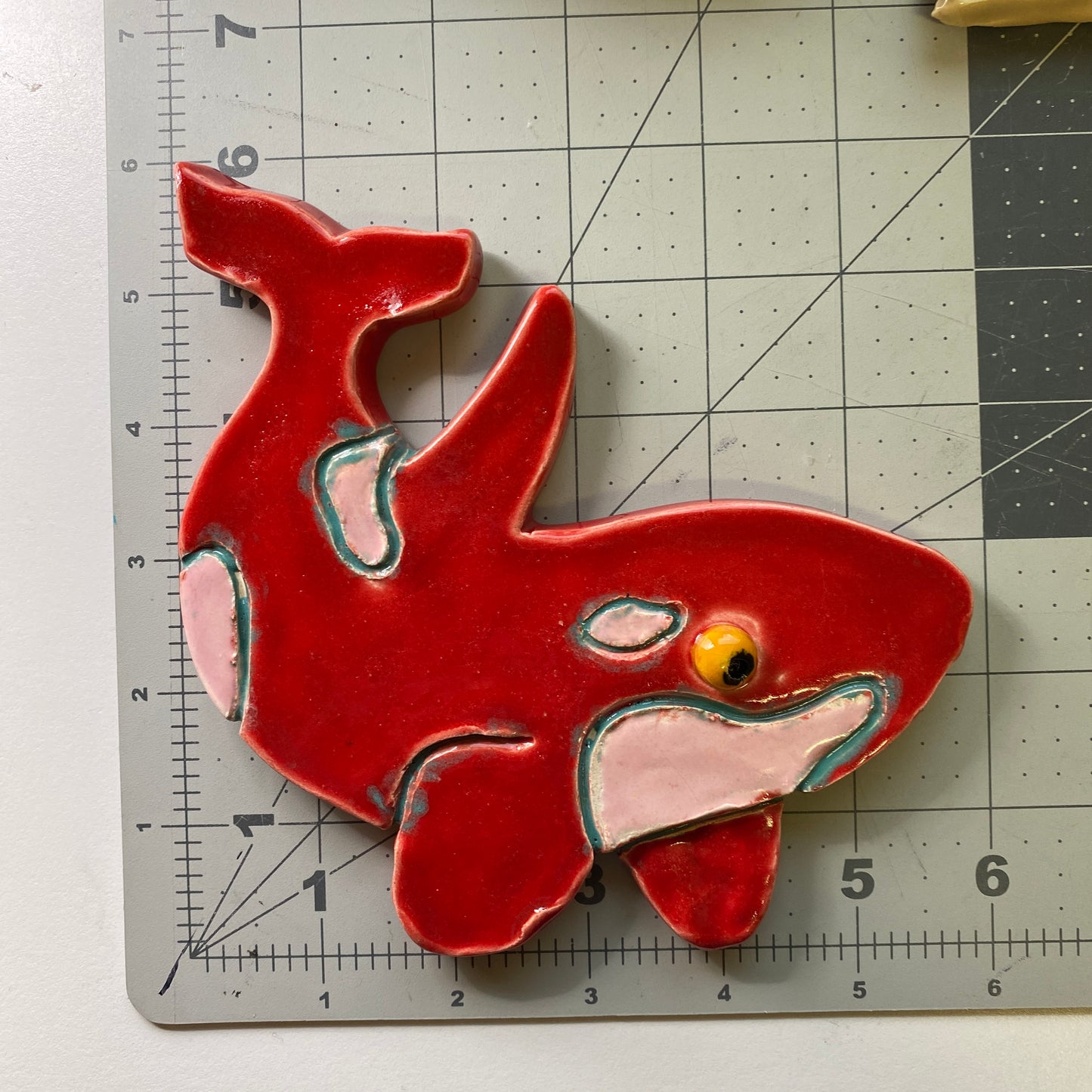 Ceramic Arts Handmade Clay Crafts Whale Glazed 6-inch by 6-inch made by Terri Smith