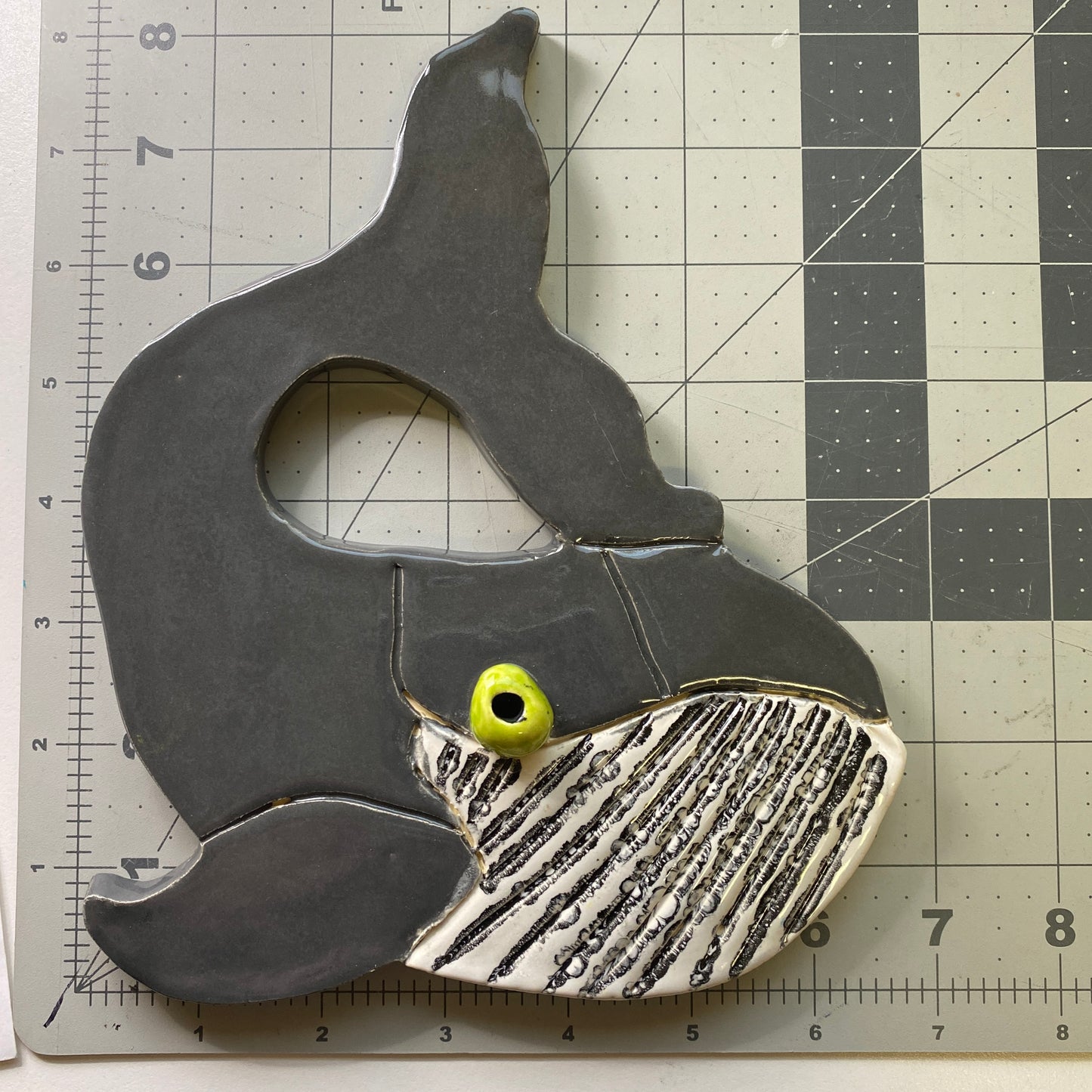 Ceramic Arts Handmade Clay Crafts Whale Glazed 8-inch by 7-inch made by Eric Stacy