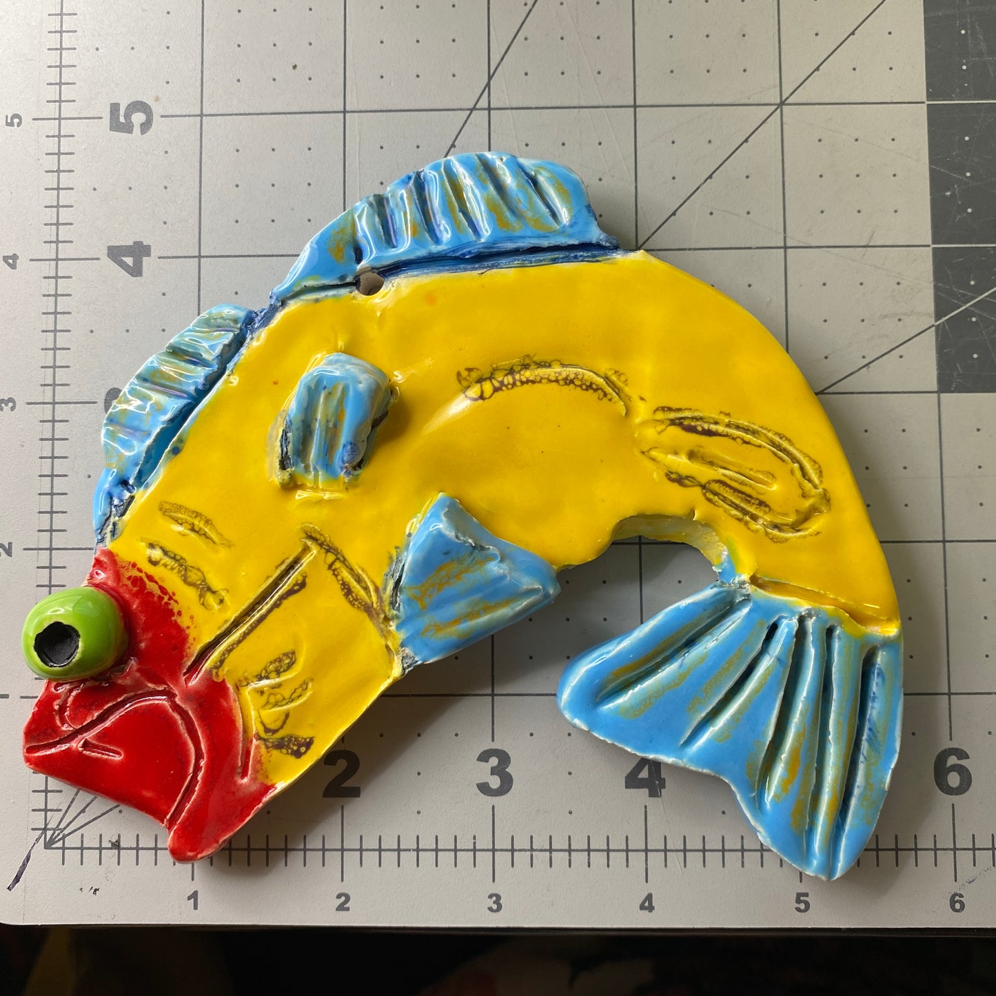 Ceramic Arts Handmade Clay Crafts Glazed Fish 6-inch by 5-inch made by Breanne Wright