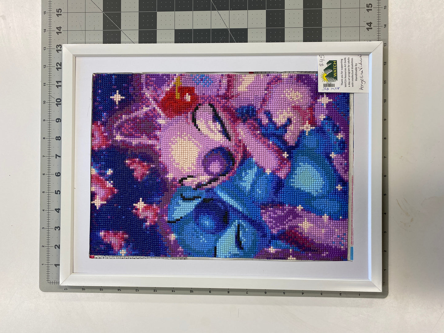 Diamond Dot Art - Framed Canvas - Handmade Crafts - 17-inch x 13-inch by Angelina Vida White
