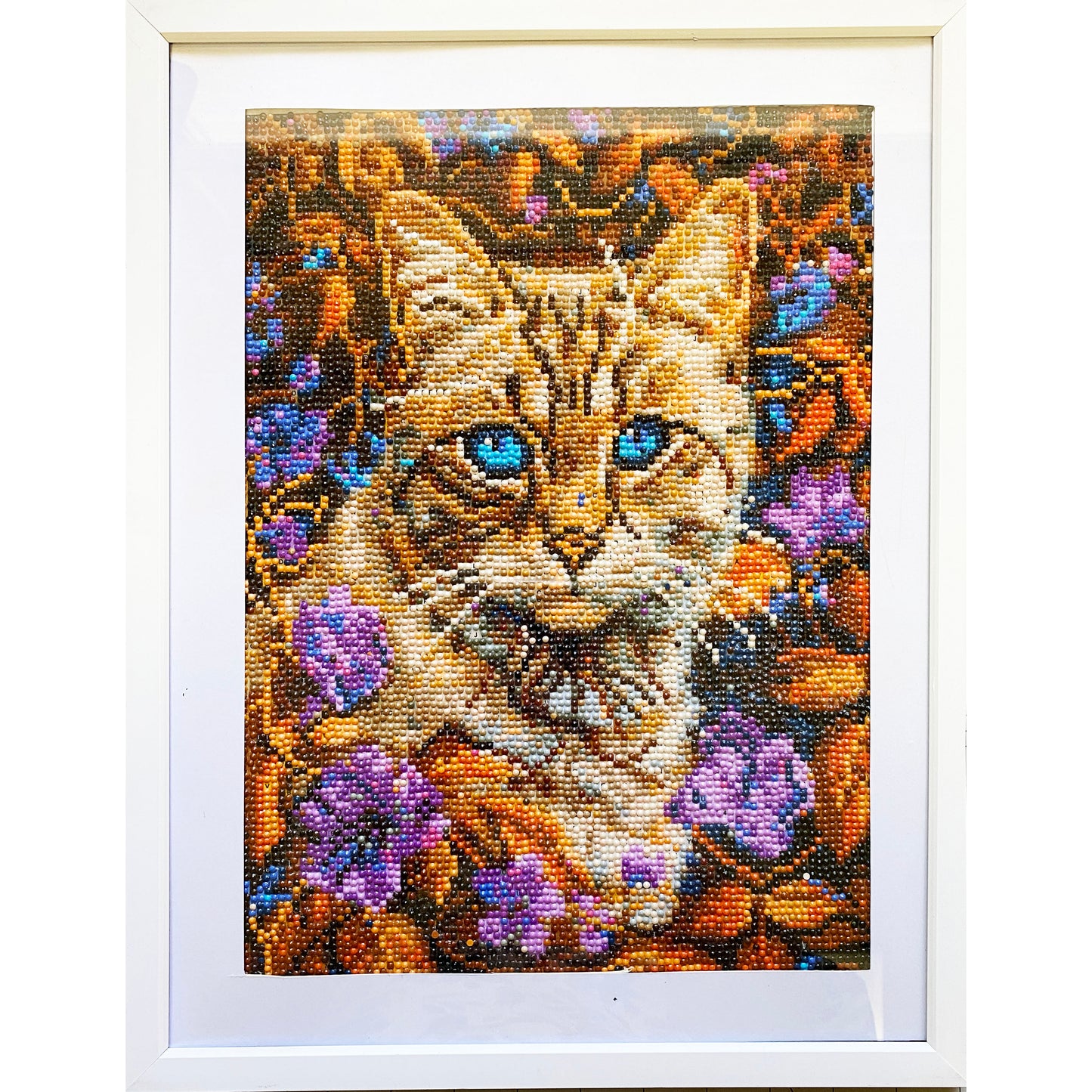 Diamond Dot Art - Framed Canvas - Handmade Crafts - 17 x 13 Cat by Jennifer Evje