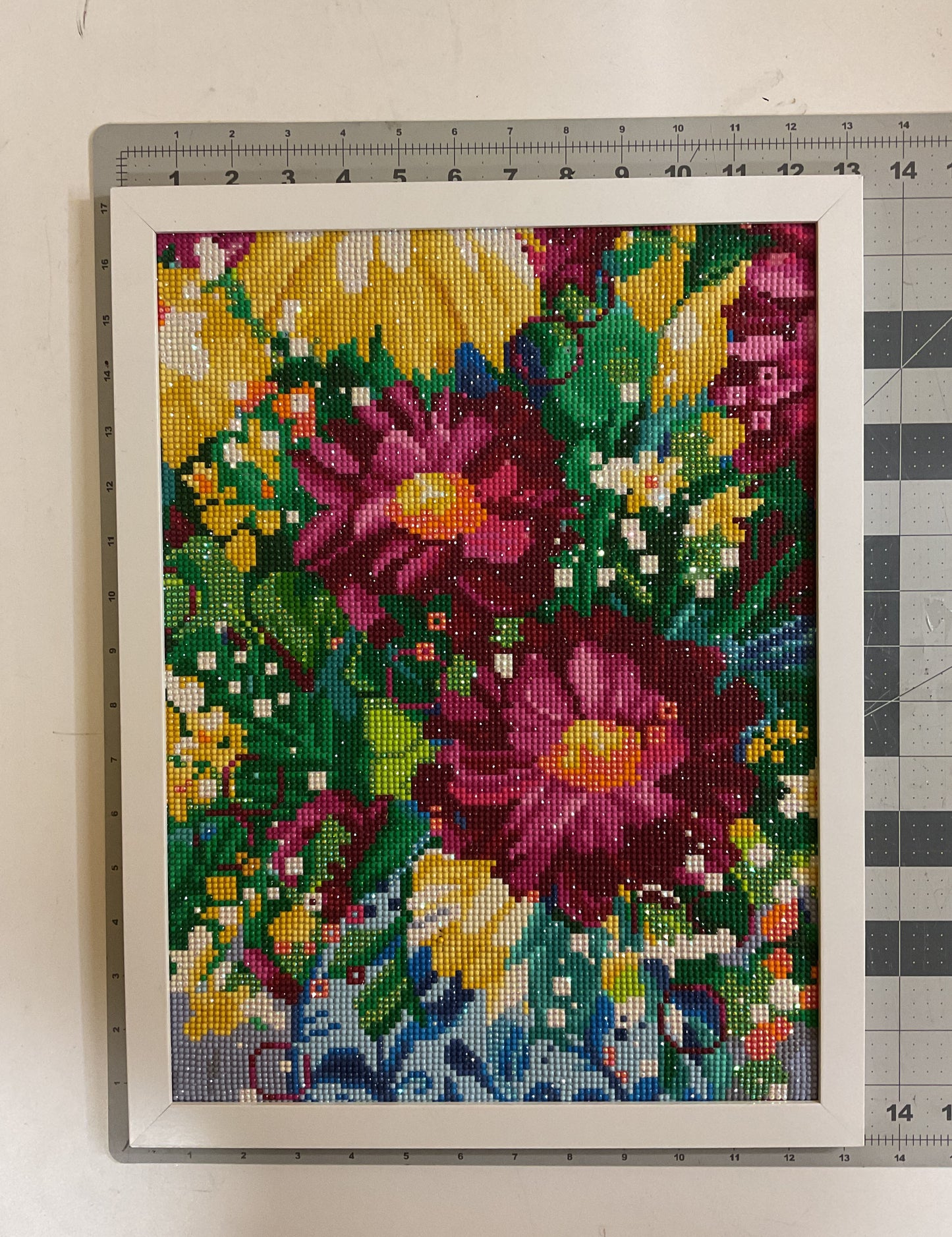 WATCH Resources Art Guild - Diamond Dot Art - Framed Canvas - Handmade Crafts - 17 x 13 Flowers by Sandy Morris 4543
