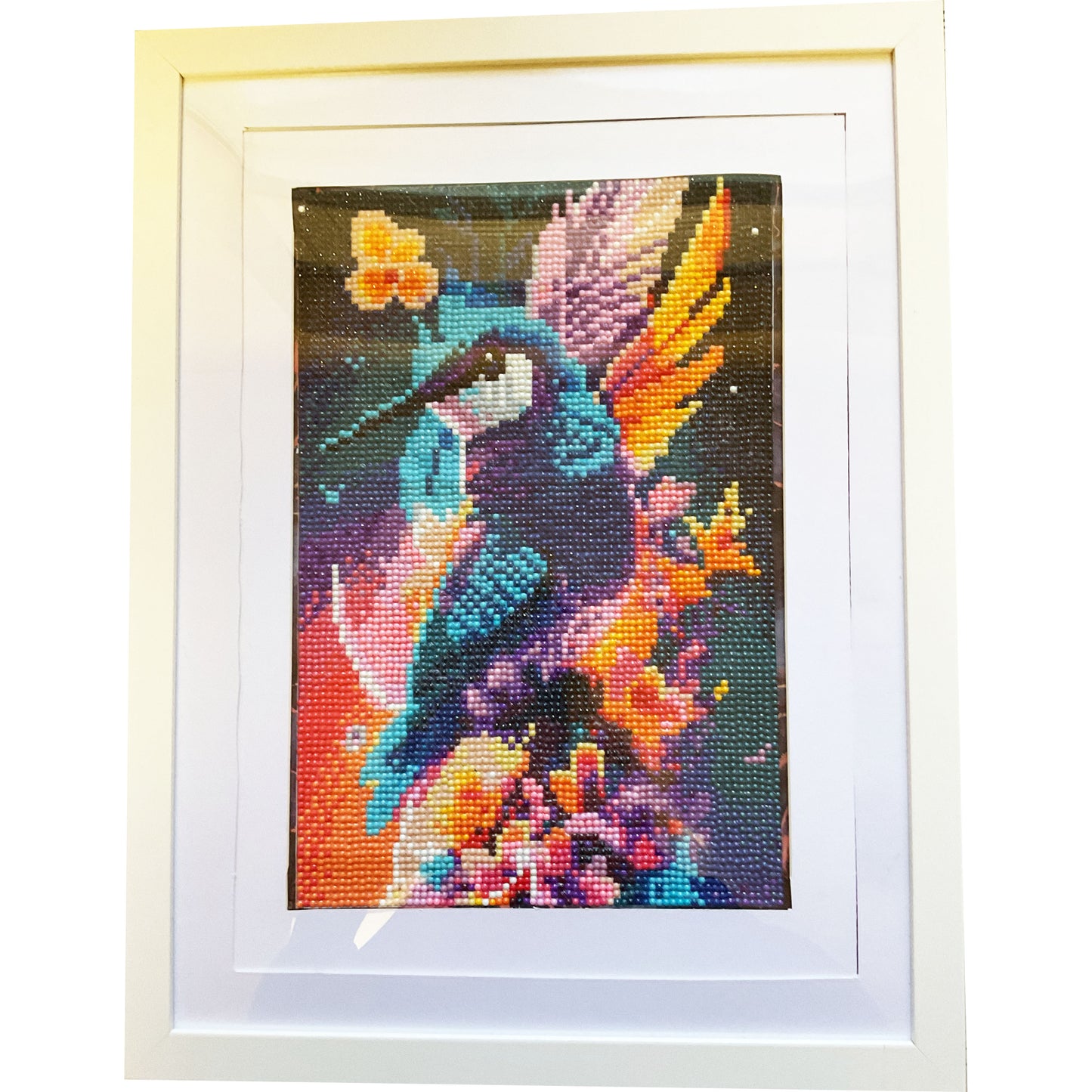 Diamond Dot Art - Framed Canvas - Handmade Crafts - 17 x 17 Hummingbird by Annika Kohler-Crowe