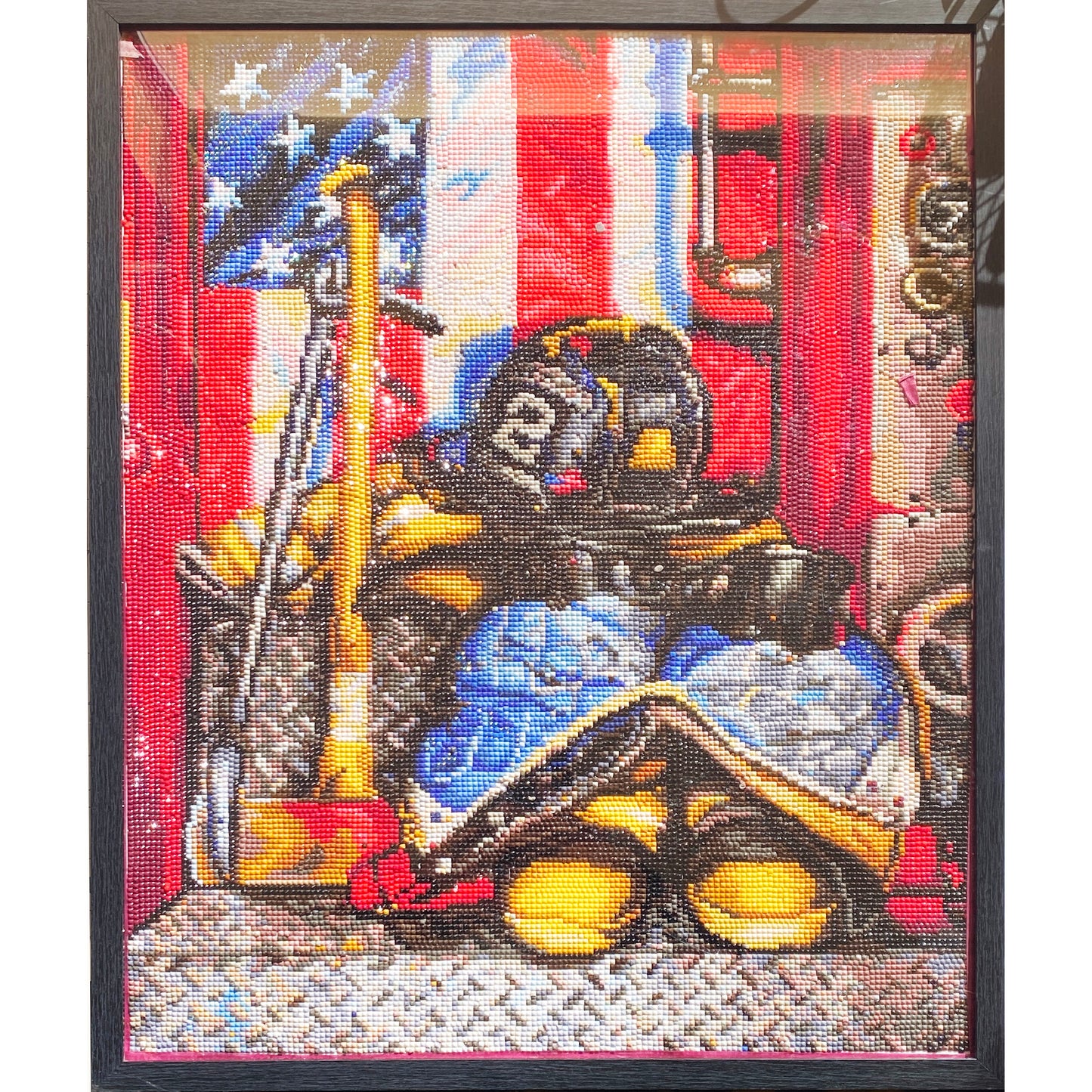 Diamond Dot Art - Framed Canvas - Handmade Crafts - 21-inch x 17-inch Fire Fighter by Mandy Ide