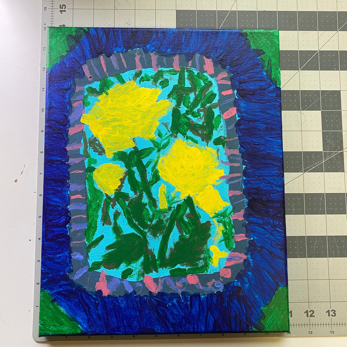 Framed Acrylic Painting on Stretched Canvas Original Fine Art 14-inch x 11-inch by Flowers by Dawn Weaver