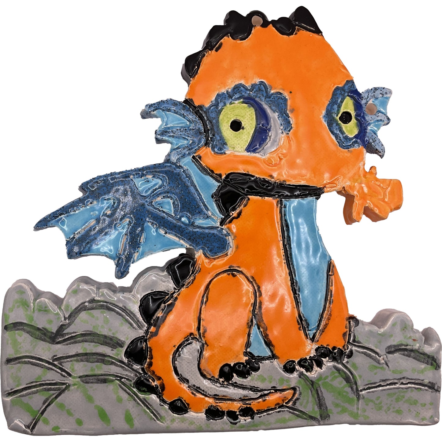 Handmade Ceramic Arts: Glazed Dragon 7.5-inch x 7.5-inch by Lisa Uptain and Eric Stacy