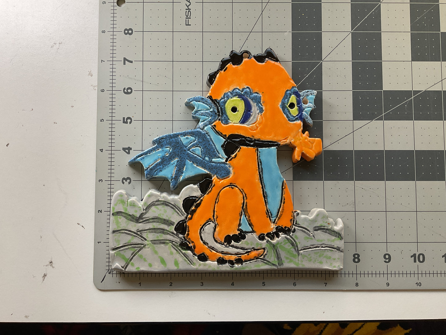 Handmade Ceramic Arts: Glazed Dragon 7.5-inch x 7.5-inch by Lisa Uptain and Eric Stacy