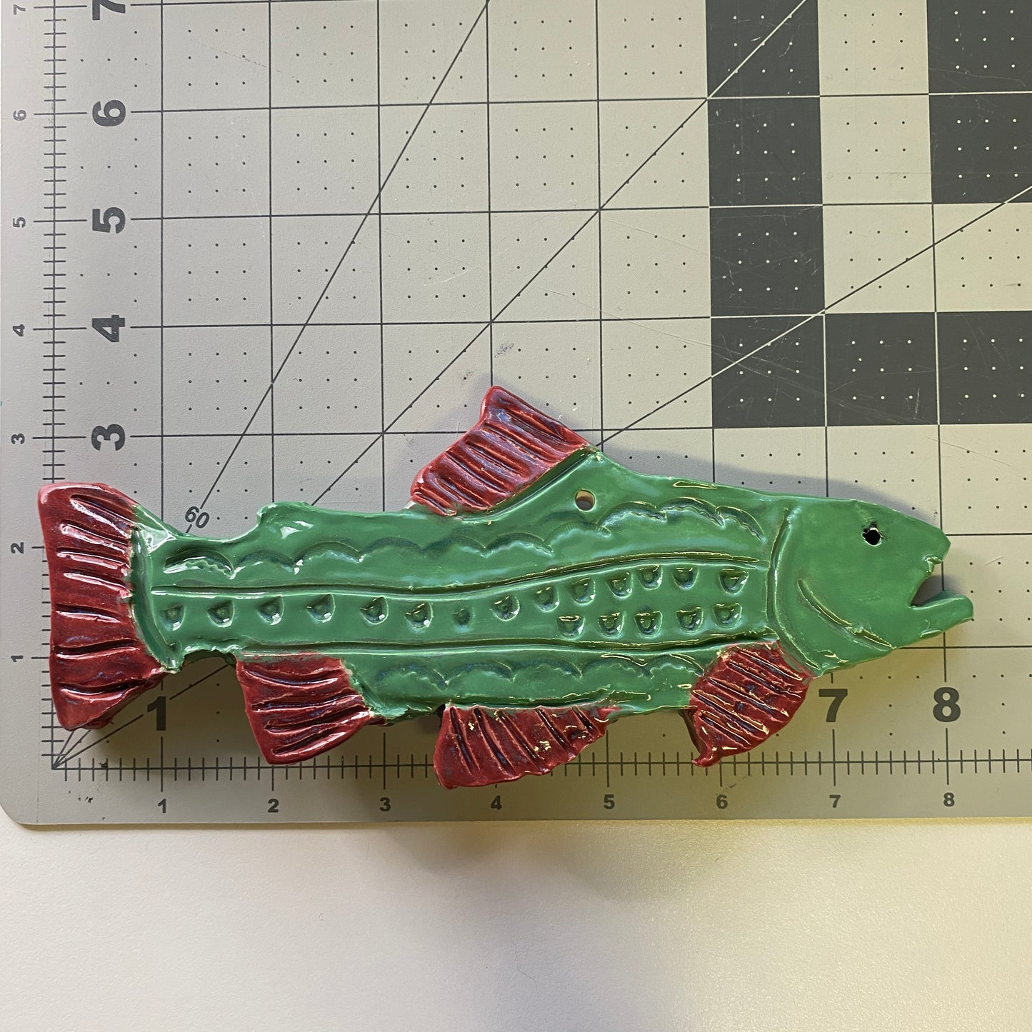 Handmade Ceramic Arts: Glazed Fish 8-inch x 3.5-inch Trout Fish by Piper Roberson