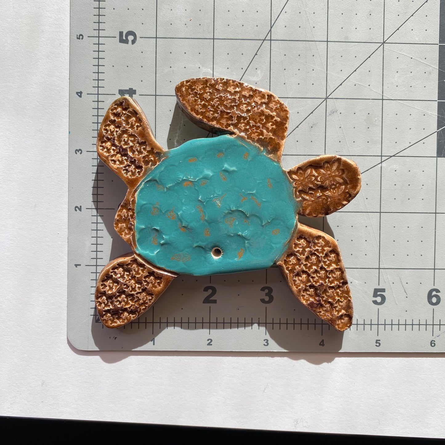Handmade Ceramic Arts: Glazed Turtle 4.5-inch x 4.5-inch by Brandi Casner