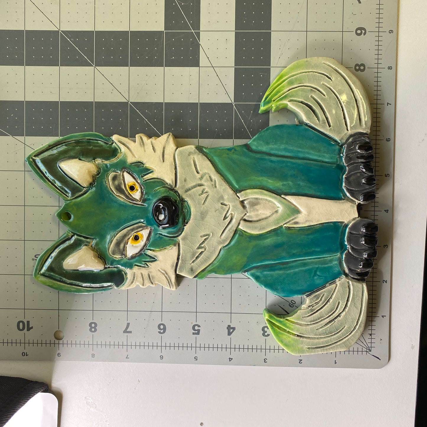 Handmade Ceramic Arts: Glazed Twin-Tail Fox 10-inch x 9-inch by Lisa Uptain