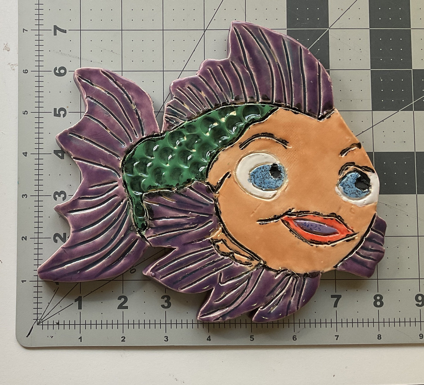 Ceramic Arts Handmade Clay Crafts Fresh Fish Glazed 8-inch x 7-inch made by Eric Stacy 3588