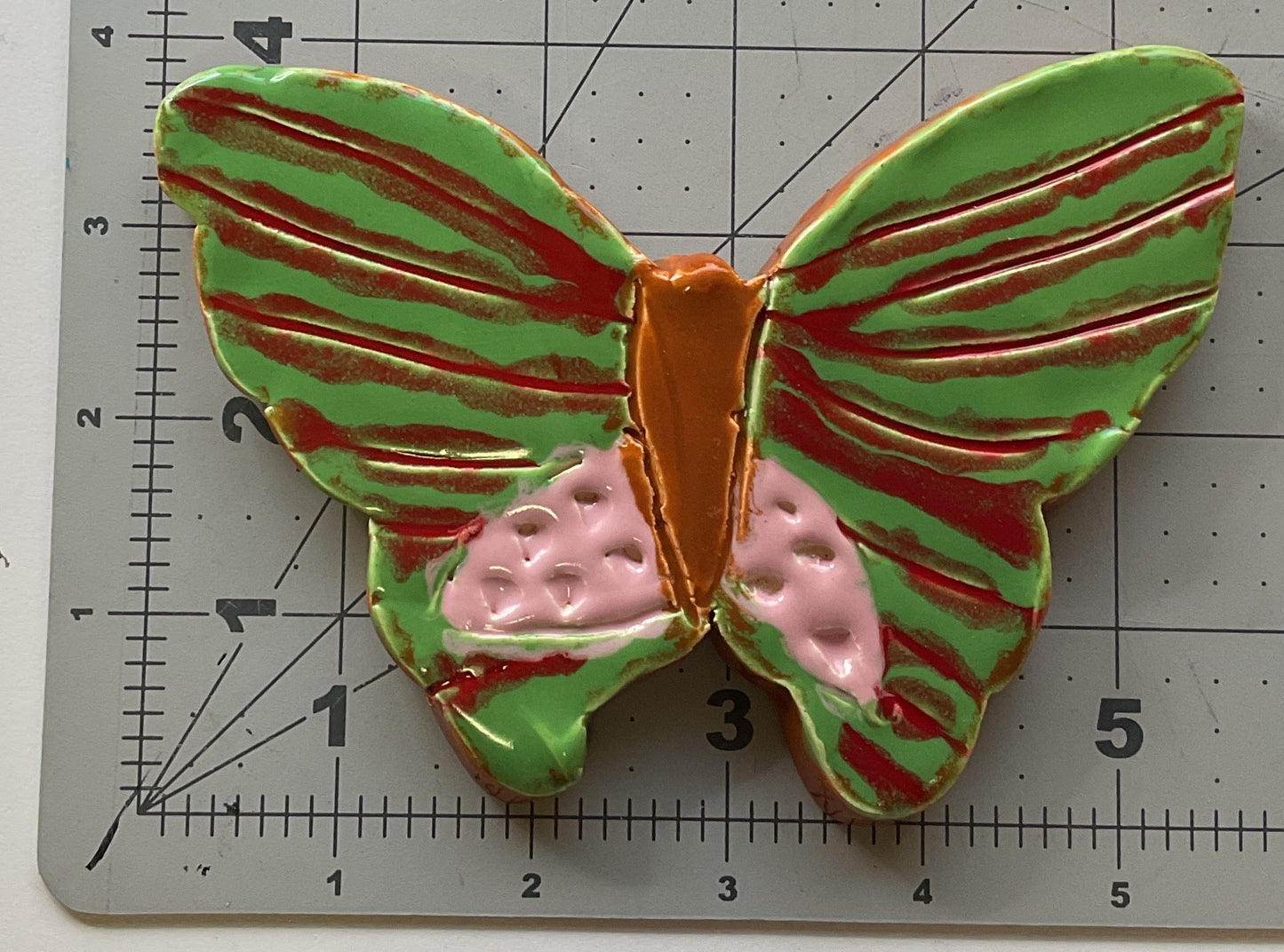 Handmade Ceramic Arts: Glazed Butterfly 6-inch x 4-inch by Emily Knoles & Janice Stephens 3599
