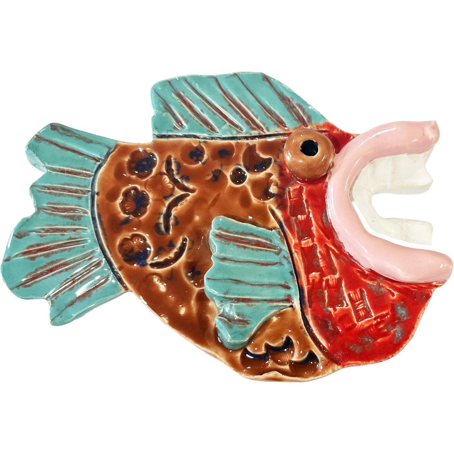 WATCH Resources Art Guild - Ceramic Arts Handmade Clay Crafts Glazed Fish 6-inch by 5-inch made by Jenna DeCosta 4151