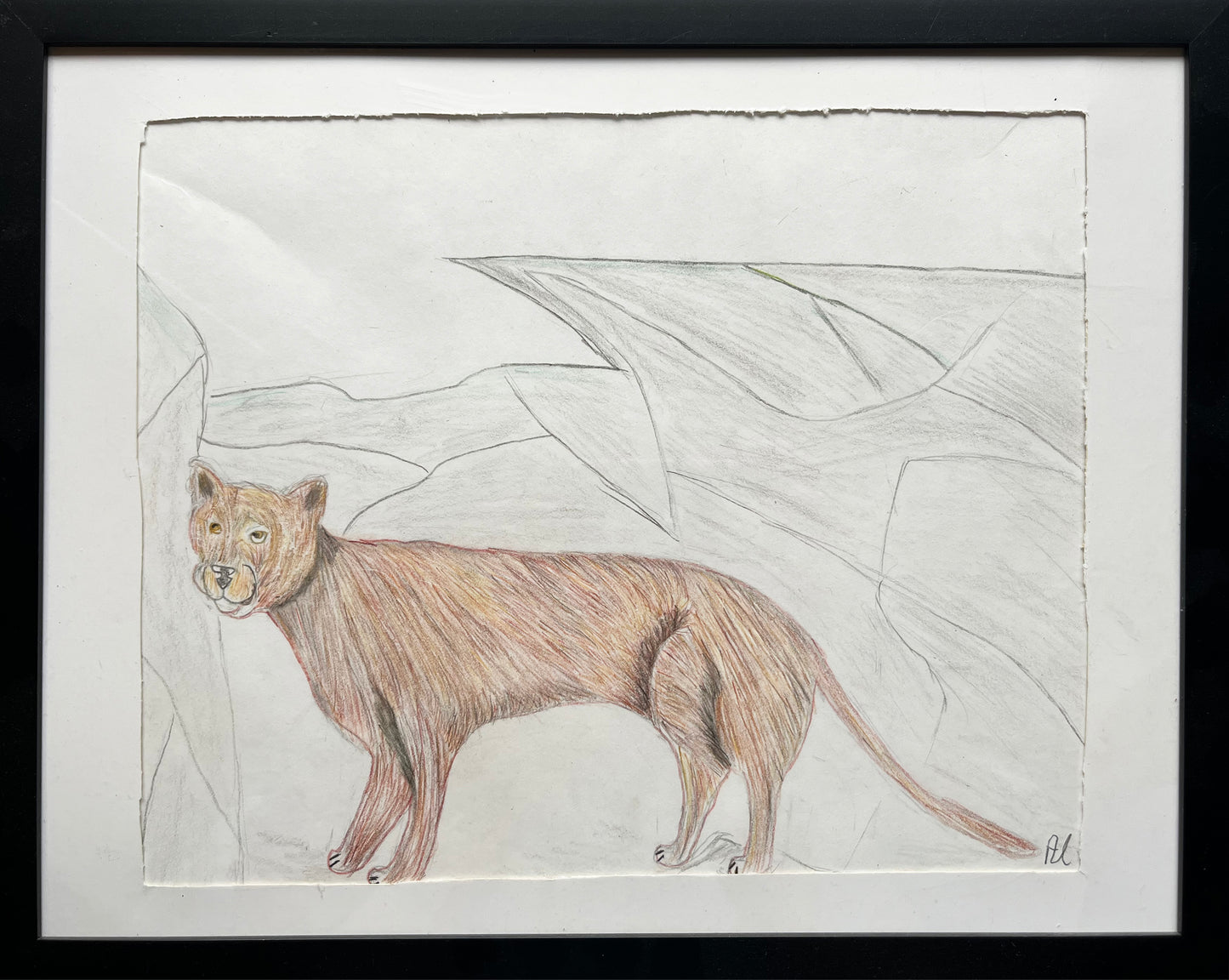 WATCH Resources Art Guild - Framed Hand-Drawn Sketch 15" x 12" "Stalker Overseeing Columbia" made by Mandy Ide 3551