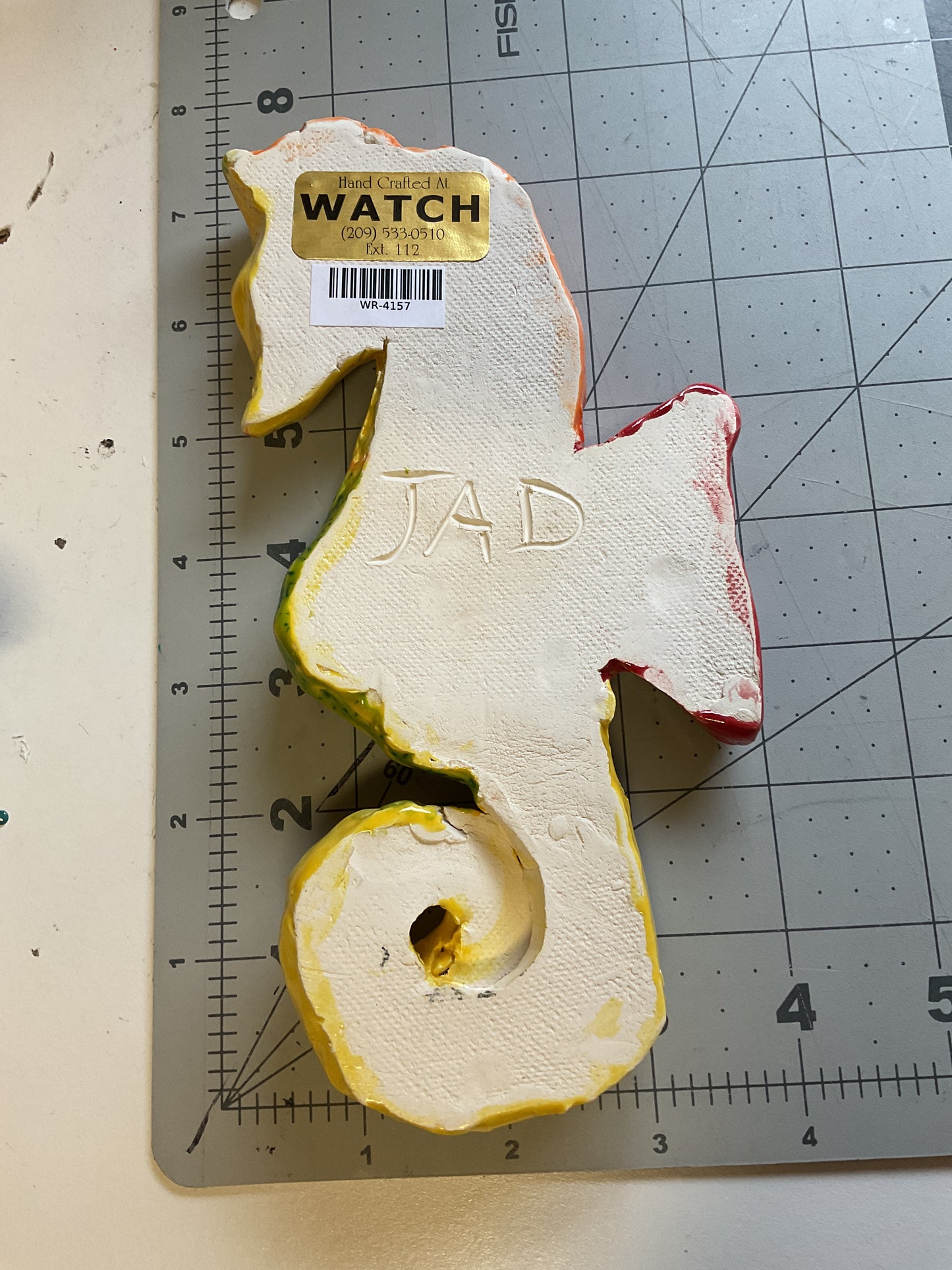 Ceramic Arts Handmade Clay Crafts Glazed Seahorse 8-inch by 4-inch made by Jenna Decosta 4157