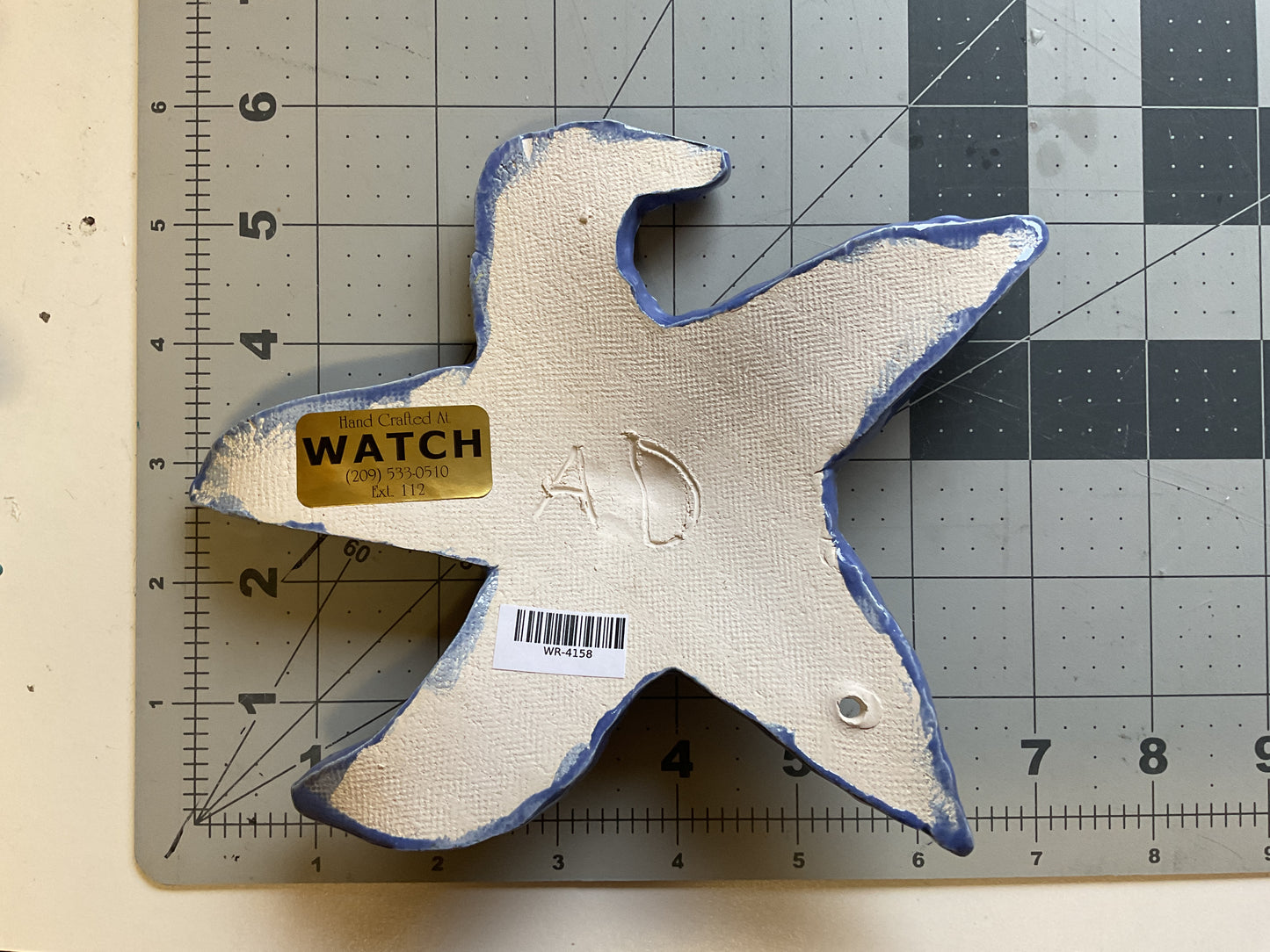 Ceramic Arts Handmade Clay Crafts Glazed Starfish 7-inch by 6-inch made by Ashley Dorsett 4158