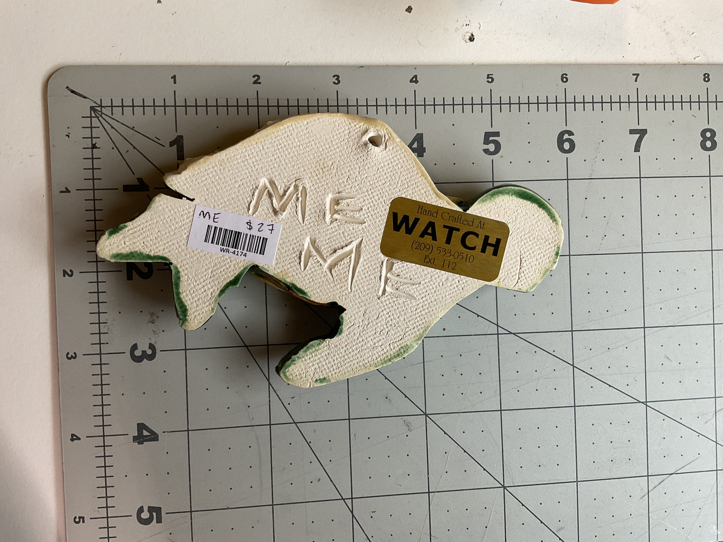 Ceramic Arts Handmade Clay Crafts Glazed Turtle 3.5-inch by 6-inch made by Marshall Earls 4174