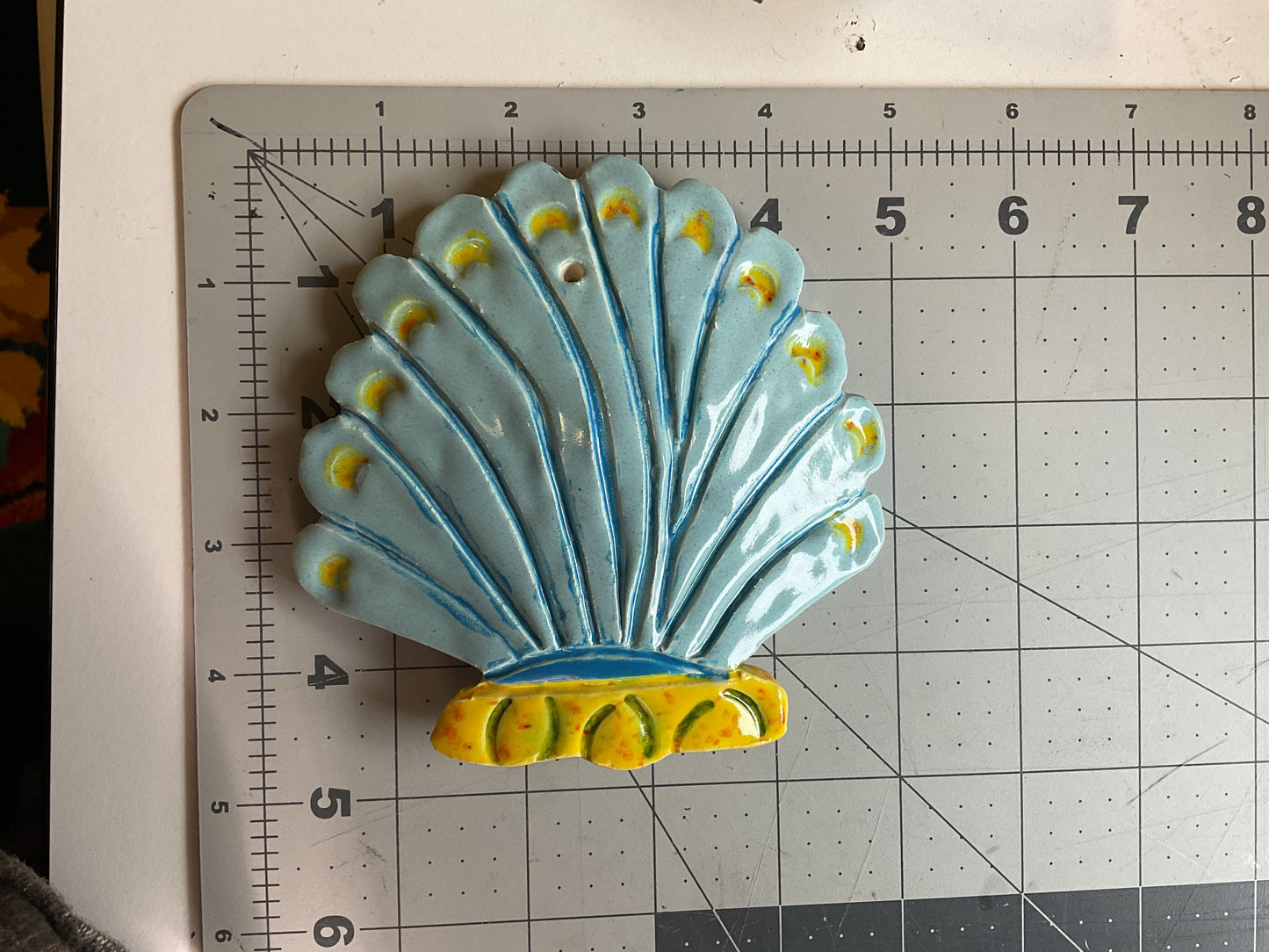 Ceramic Arts Handmade Clay Crafts Glazed Shell 5-inch by 4.5-inch made by Breanne Wright 4175