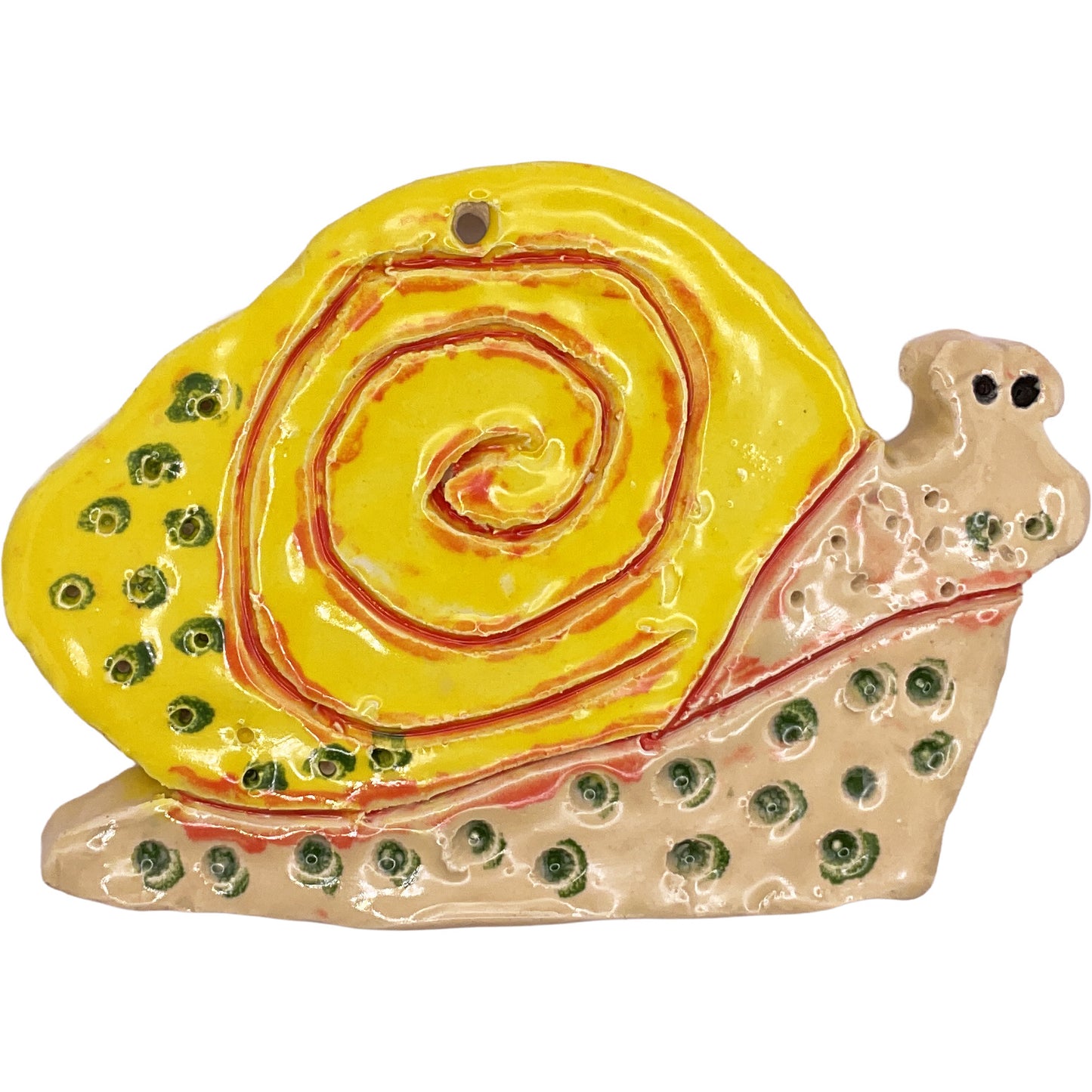 Ceramic Arts Handmade Clay Crafts Glazed Snail 3-inch by 4.5-inch made by Loreen Bartschi 4235